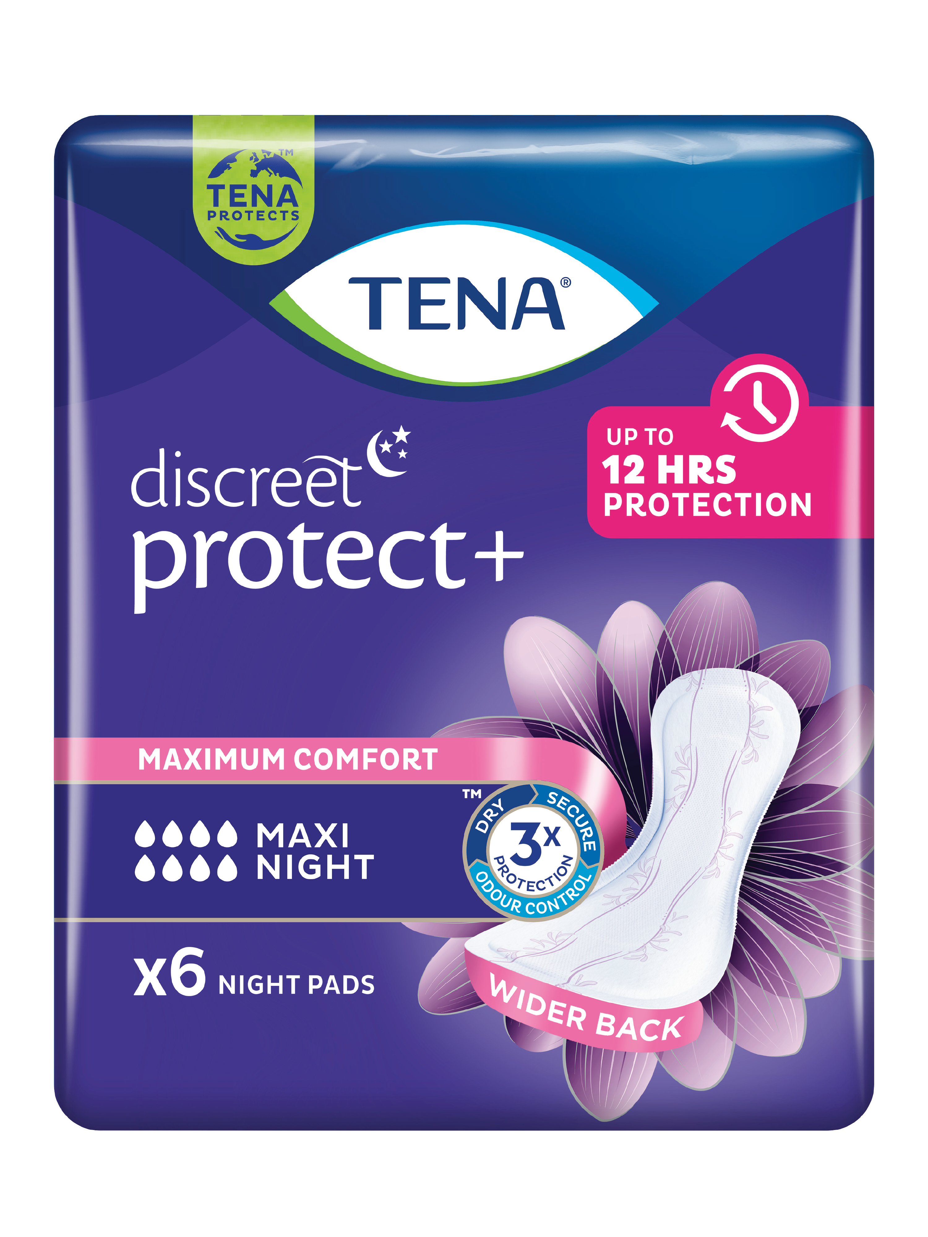 Tena Discreet Maxi Night, 6 stk