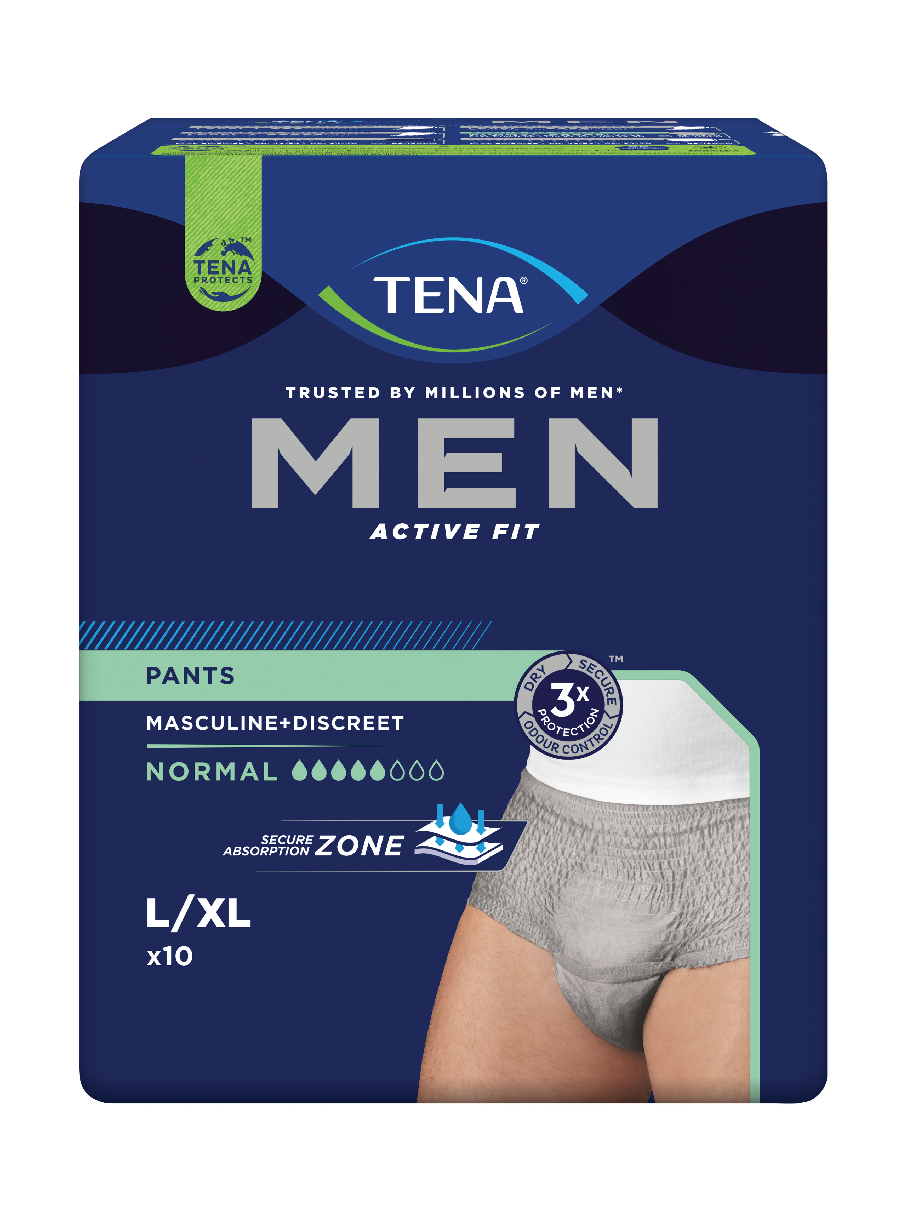 Tena MEN Pants Active Fit Normal, Large/X-Large, 10 stk.