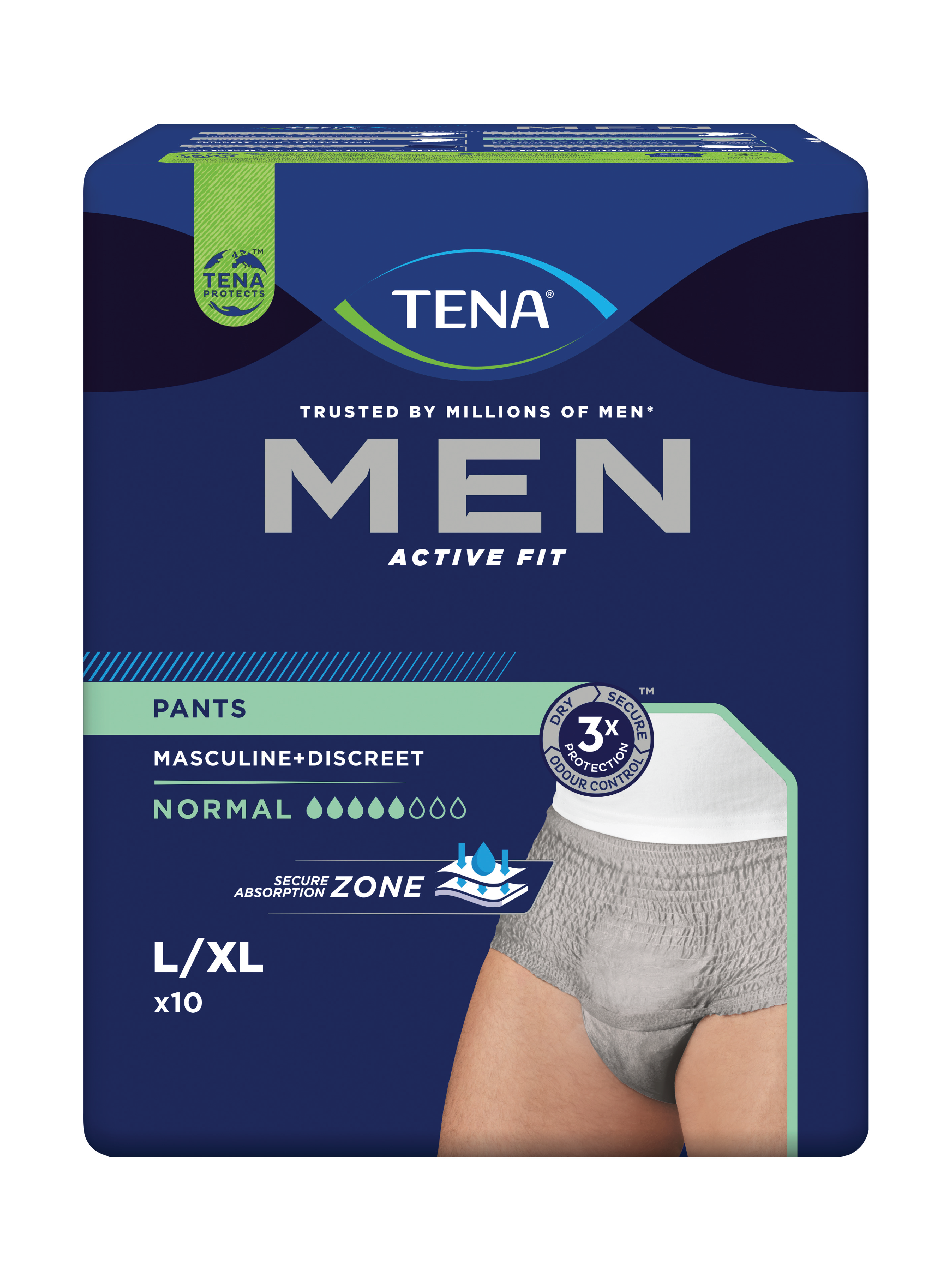 Tena MEN Pants Active Fit Normal, Large/X-Large, 10 stk.