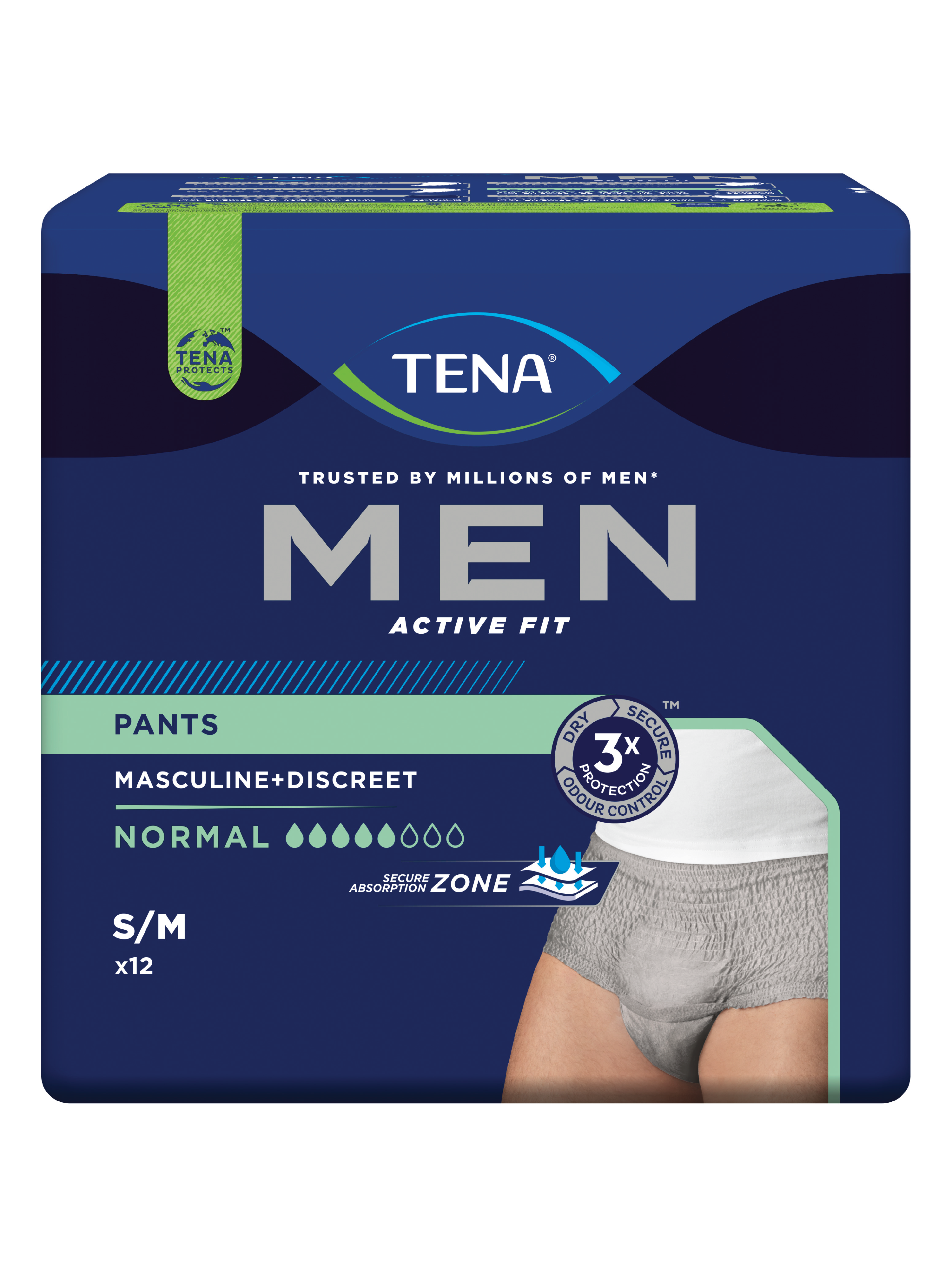 Tena MEN Pants Active Fit Normal, Small/Medium, 12 stk.