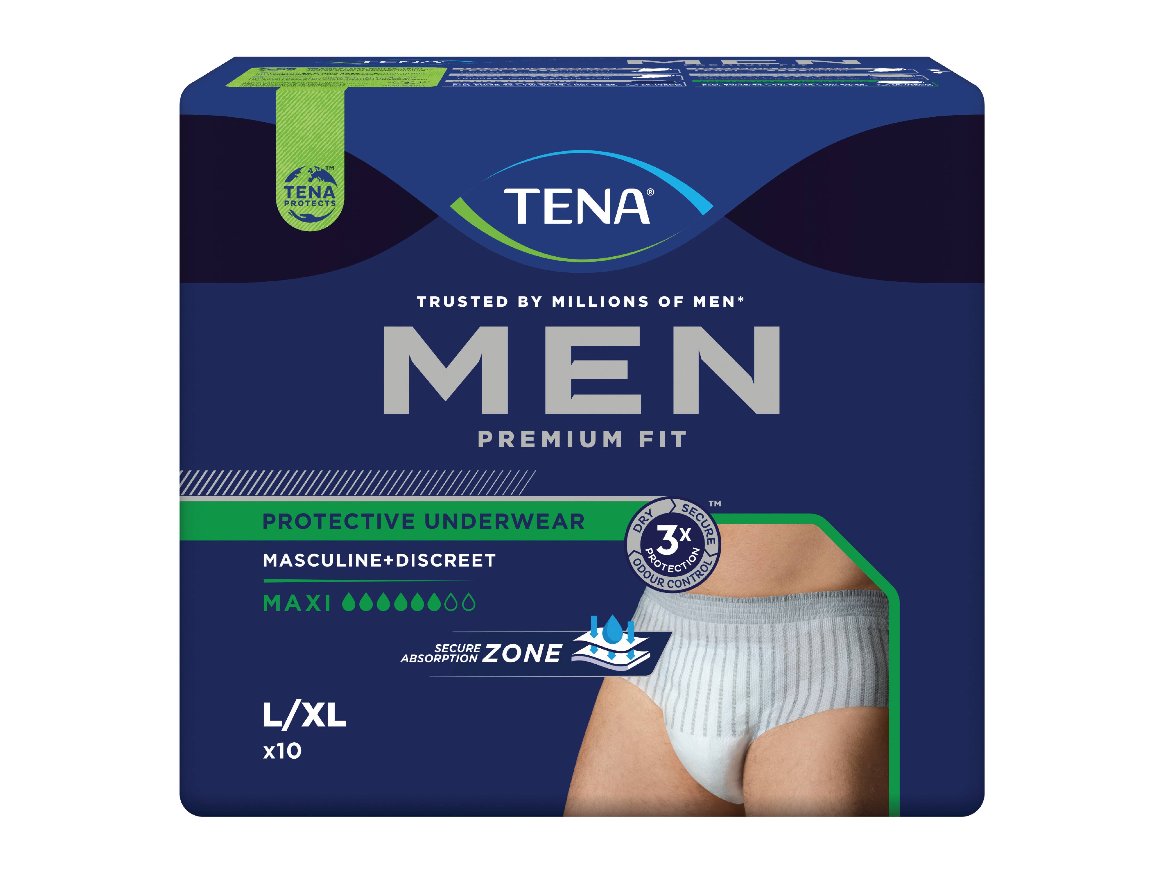 Tena MEN Pants Premium Fit Maxi, Large/X-Large, 10 stk.