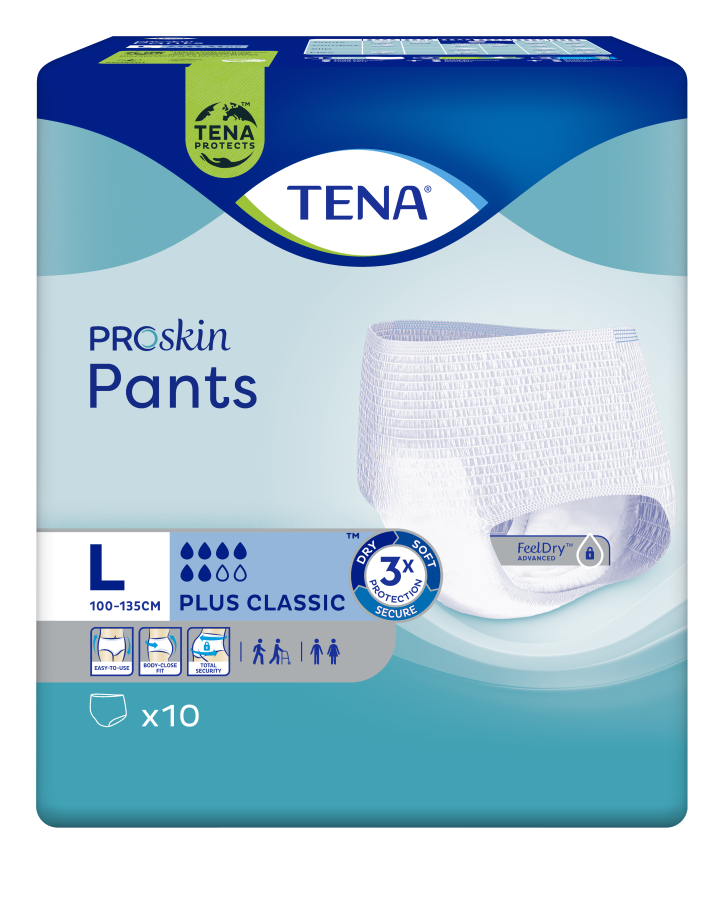 Tena Pants Plus Classic, Large, 10 stk.