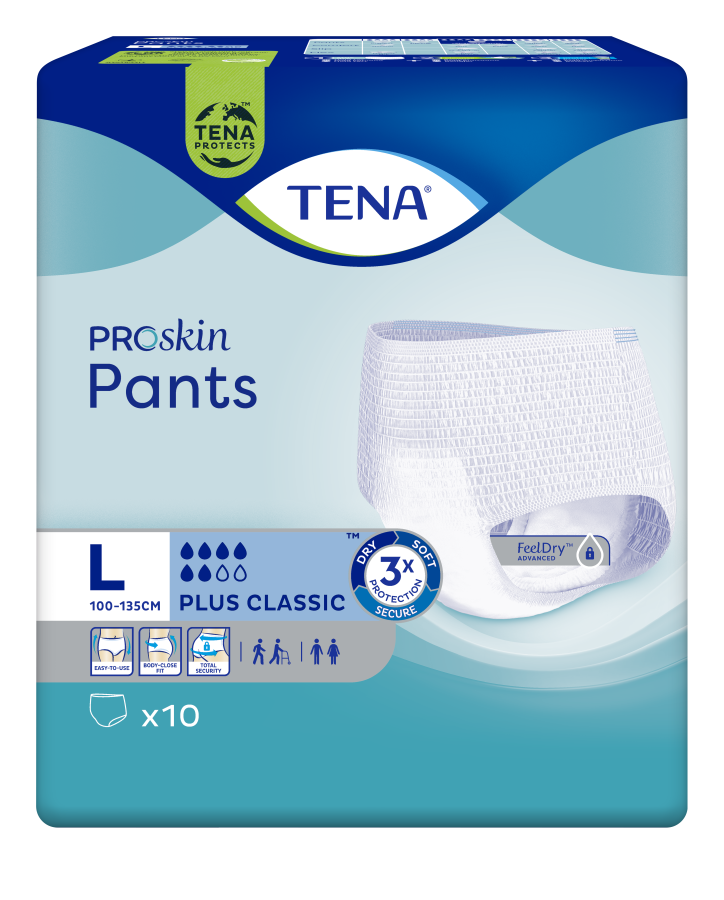 Tena Pants Plus Classic, Large, 10 stk.