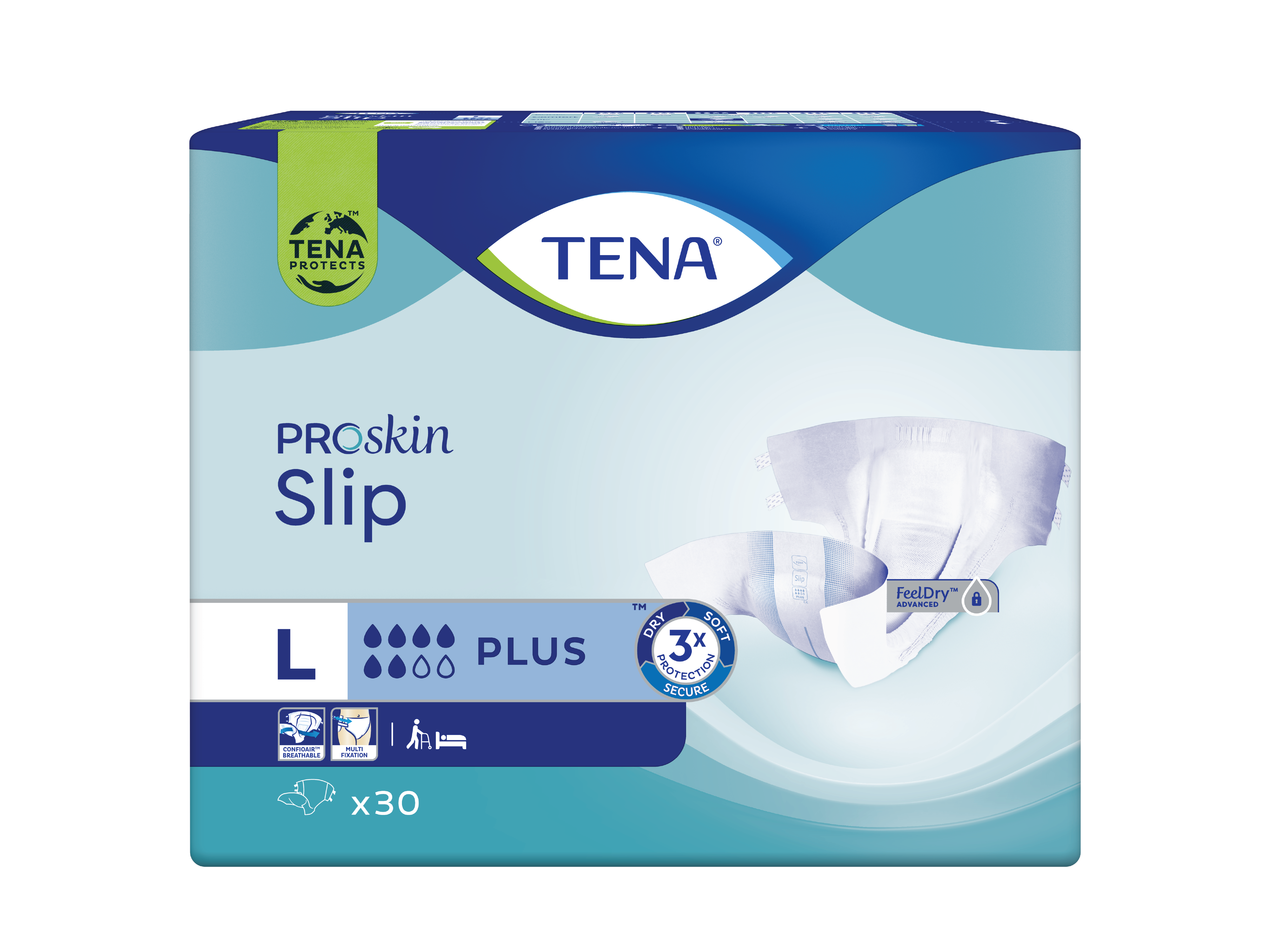 Tena Slip Plus, Large, Alt-i-ett bleie, 30 stk.