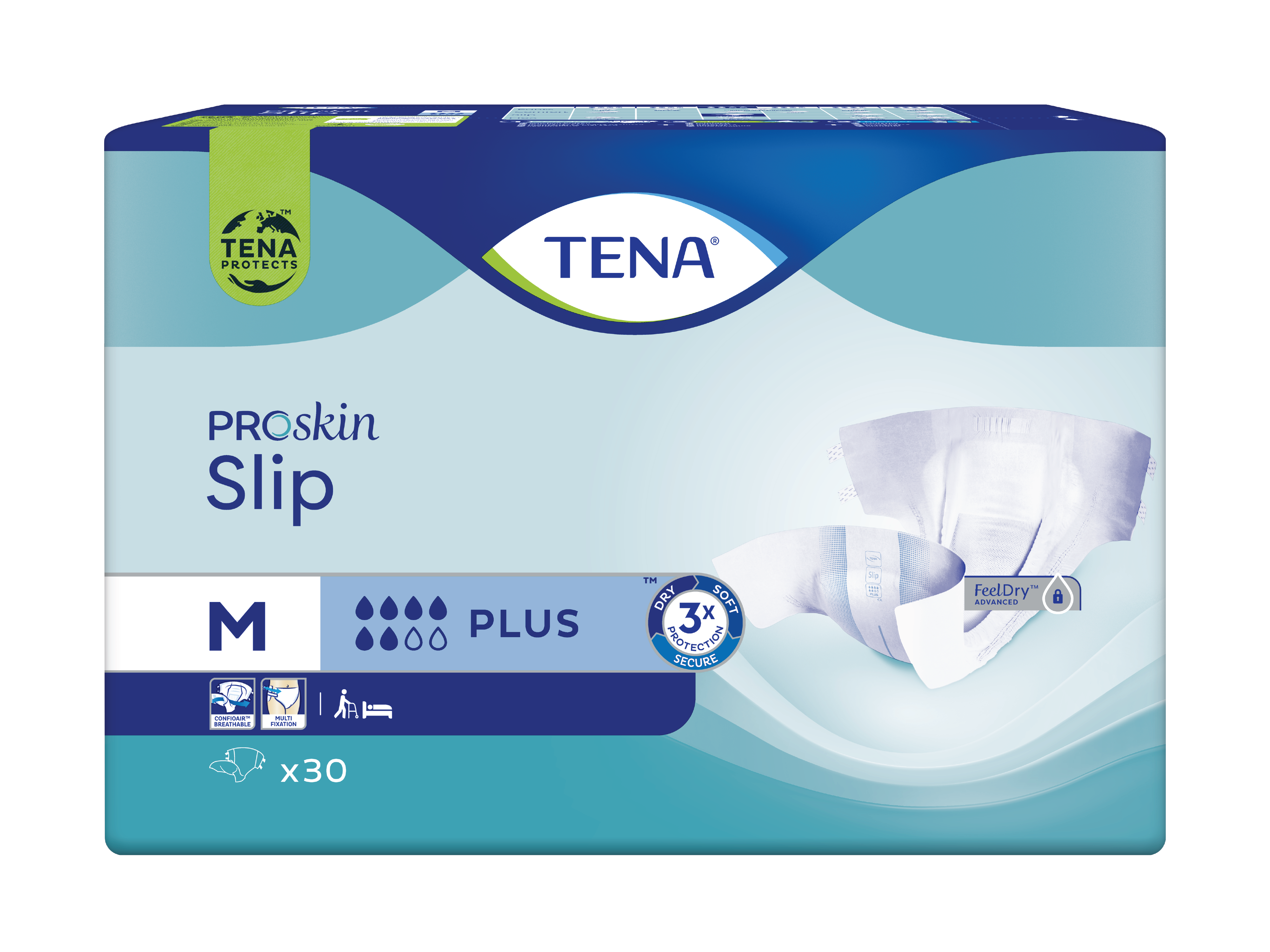 Tena Slip Plus, Medium, Alt-i-ett bleie, 30 stk.