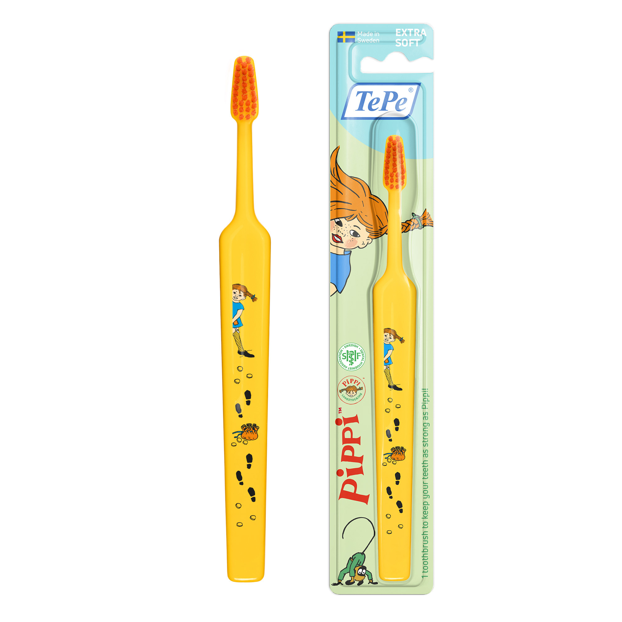 TePe Kids Pippi Extra Soft Tannbørste, Assorterte farger, 1 stk.