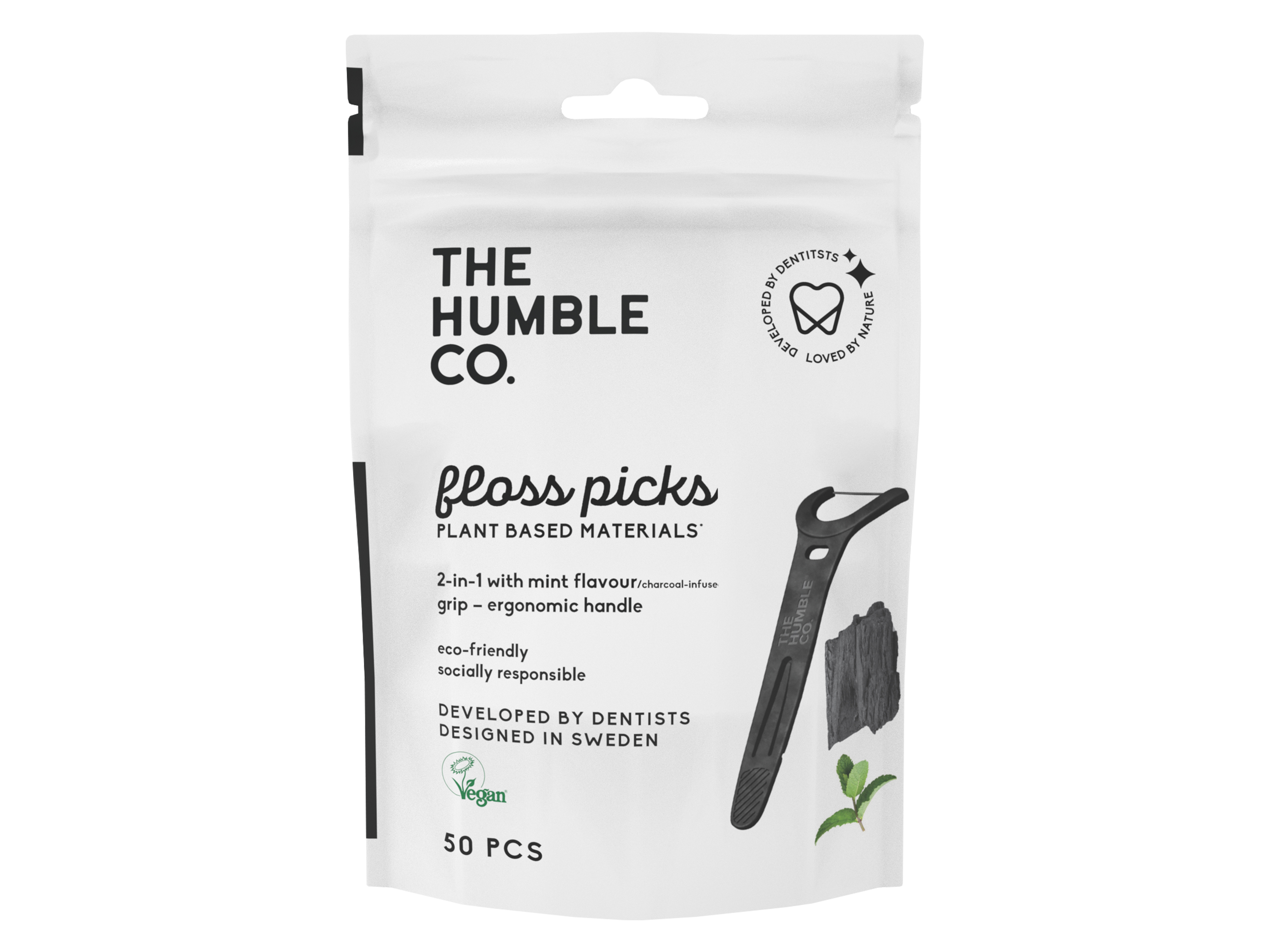 The Humble Co. Floss Charcoal Tanntrådbøyle, 50 stk