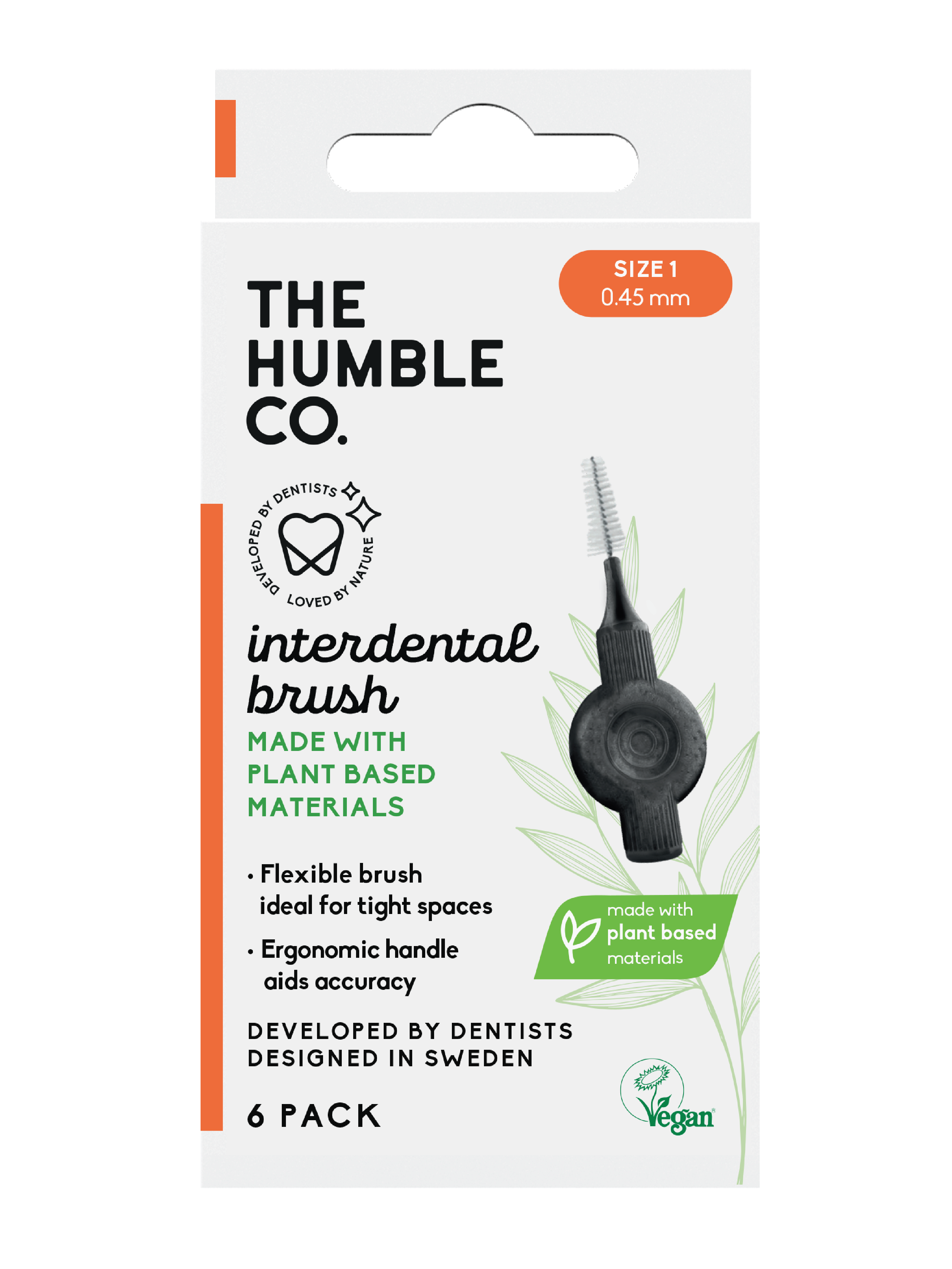 The Humble Co. Plant Based Interdental Brush, Str. 1, Oransje, 6 stk.