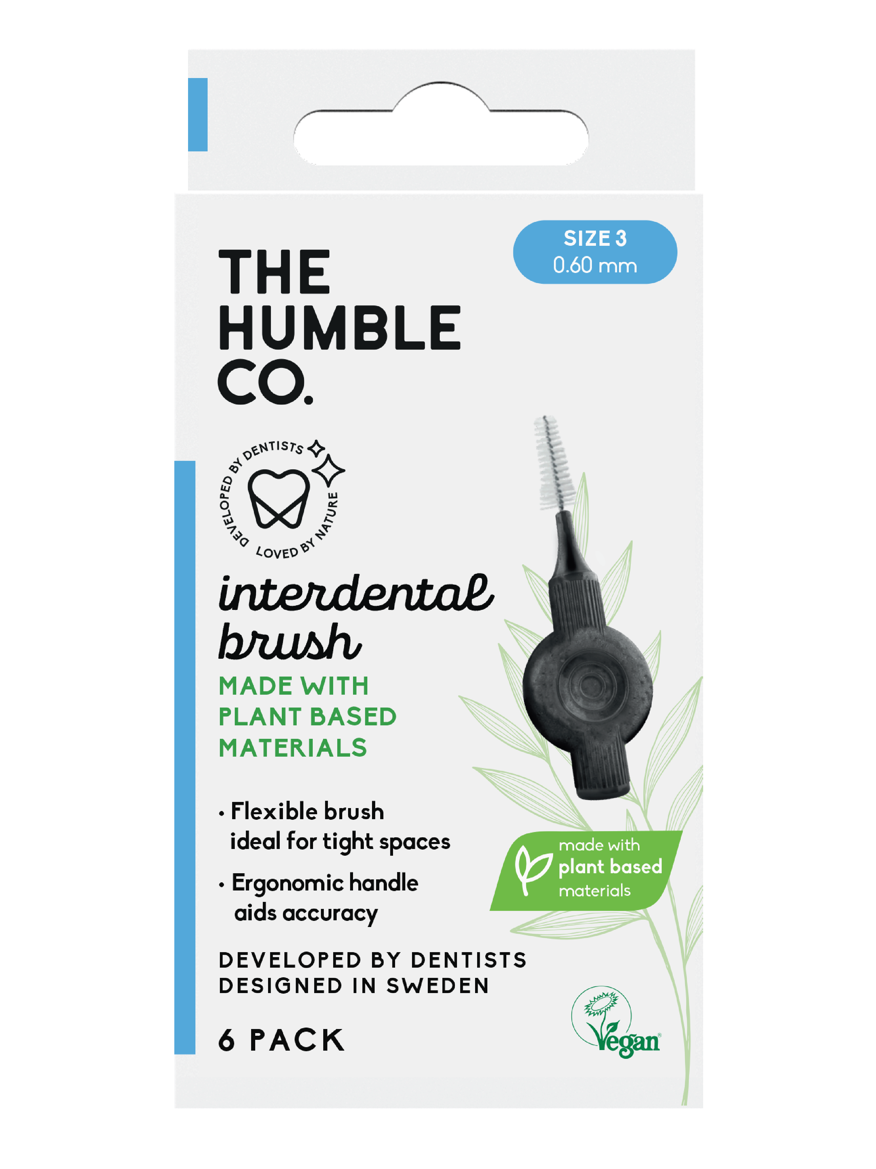 The Humble Co. Plant Based Interdental Brush, Str. 3, Blå, 6 stk.