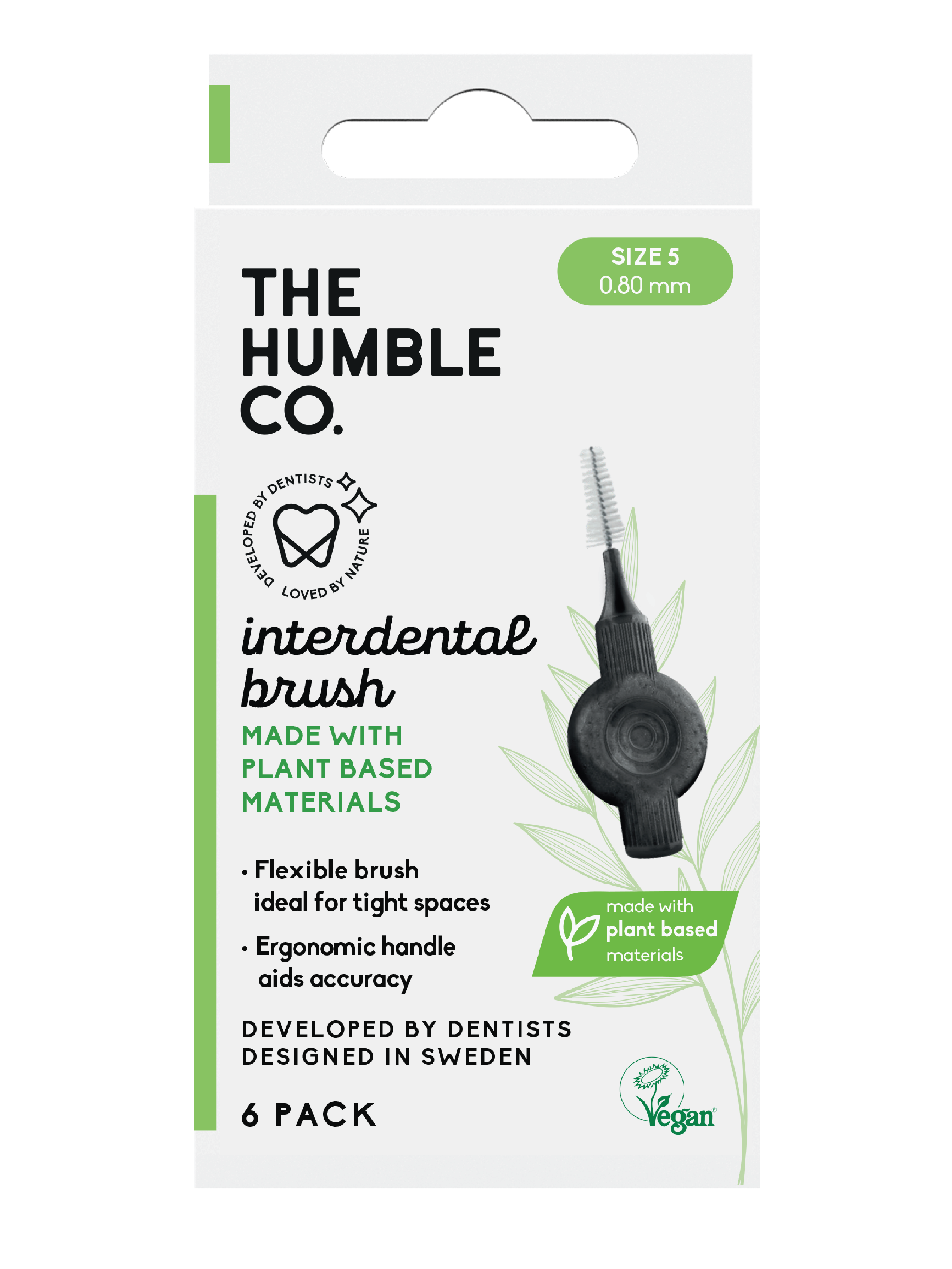 The Humble Co. Plant Based Interdental Brush, Str. 5, Grønn, 6 stk.