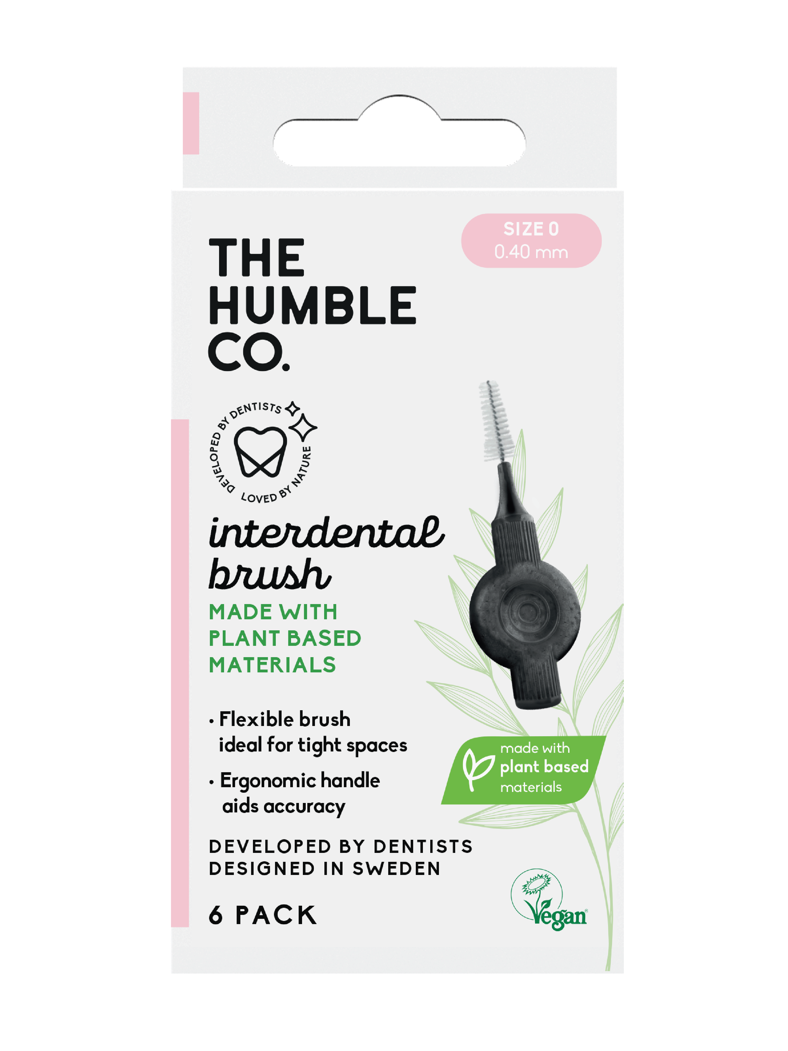 The Humble Co. Plant Based Interdental Brush, Str. 0, Rosa, 6 stk.