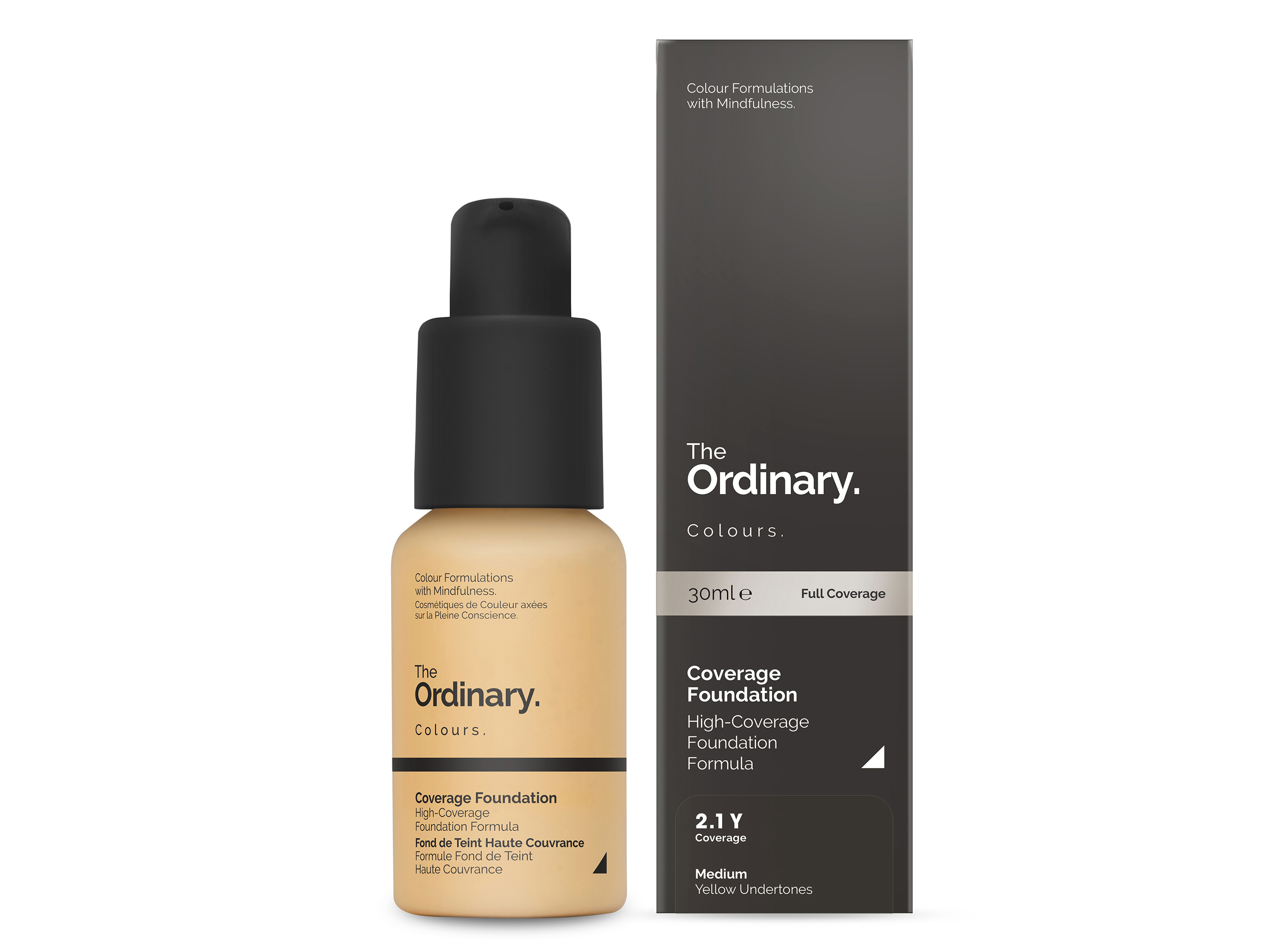 The Ordinary Coverage Foundation, 2.1 Y Medium Yellow, 30 ml