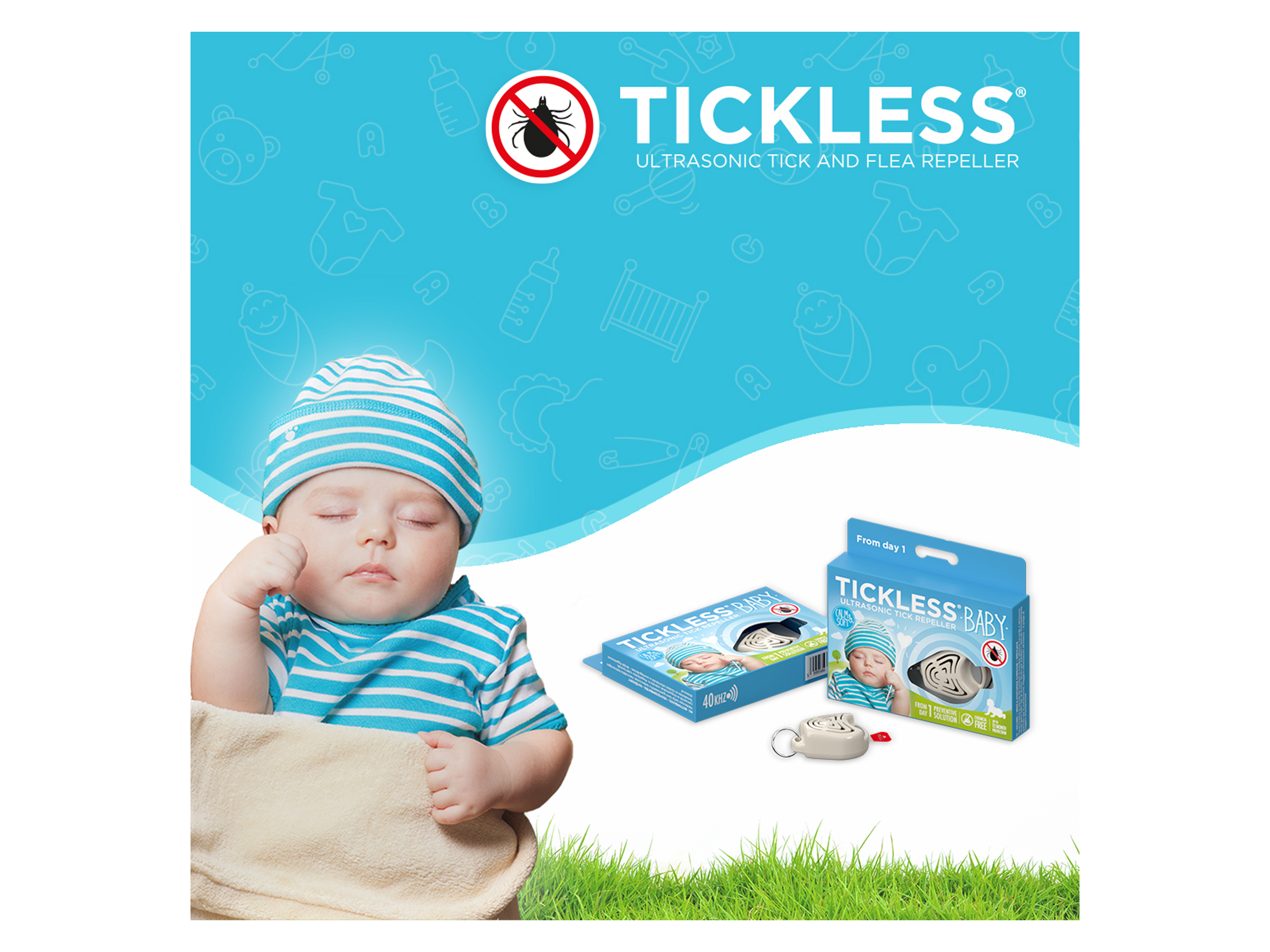 Tickless Baby elektronisk flåttjager, Blå, 1 stk.