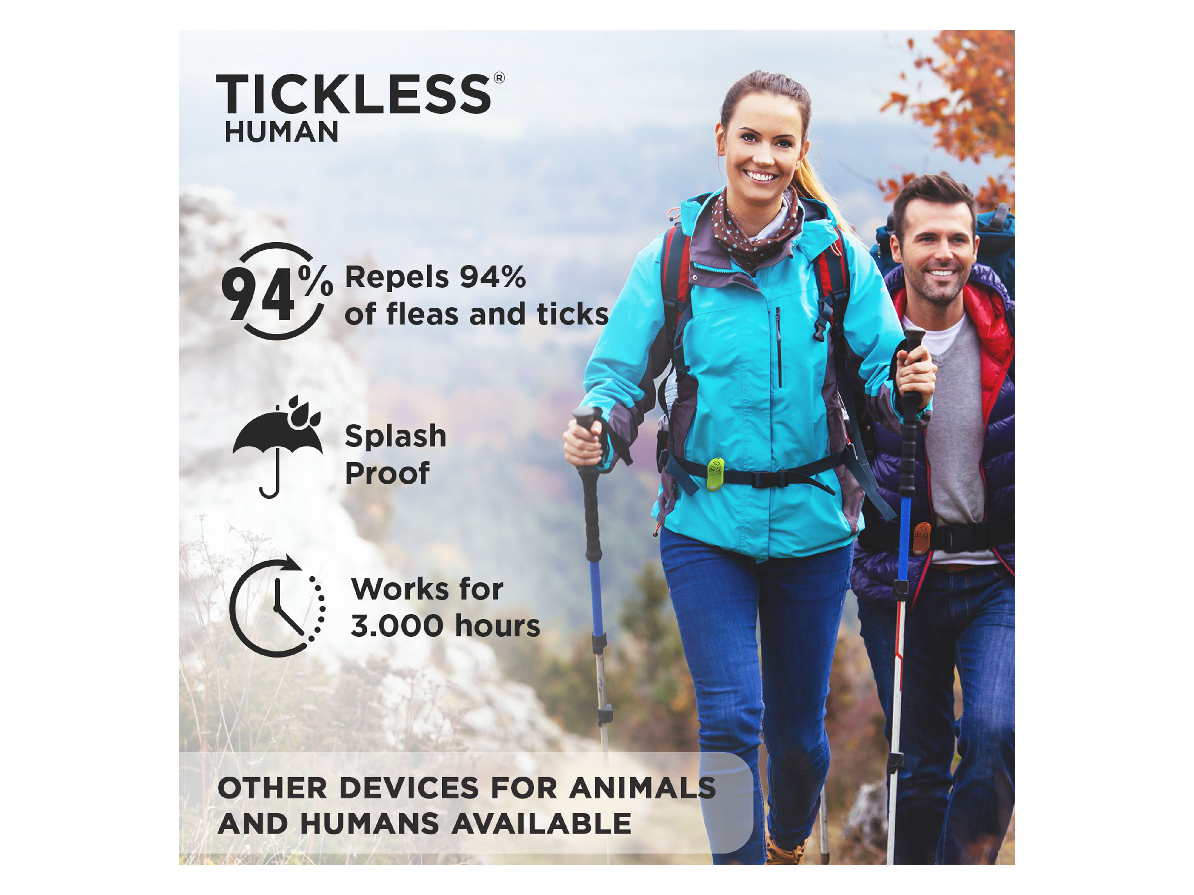 Tickless Human elektronisk flåttjager, Rød, 1 stk.