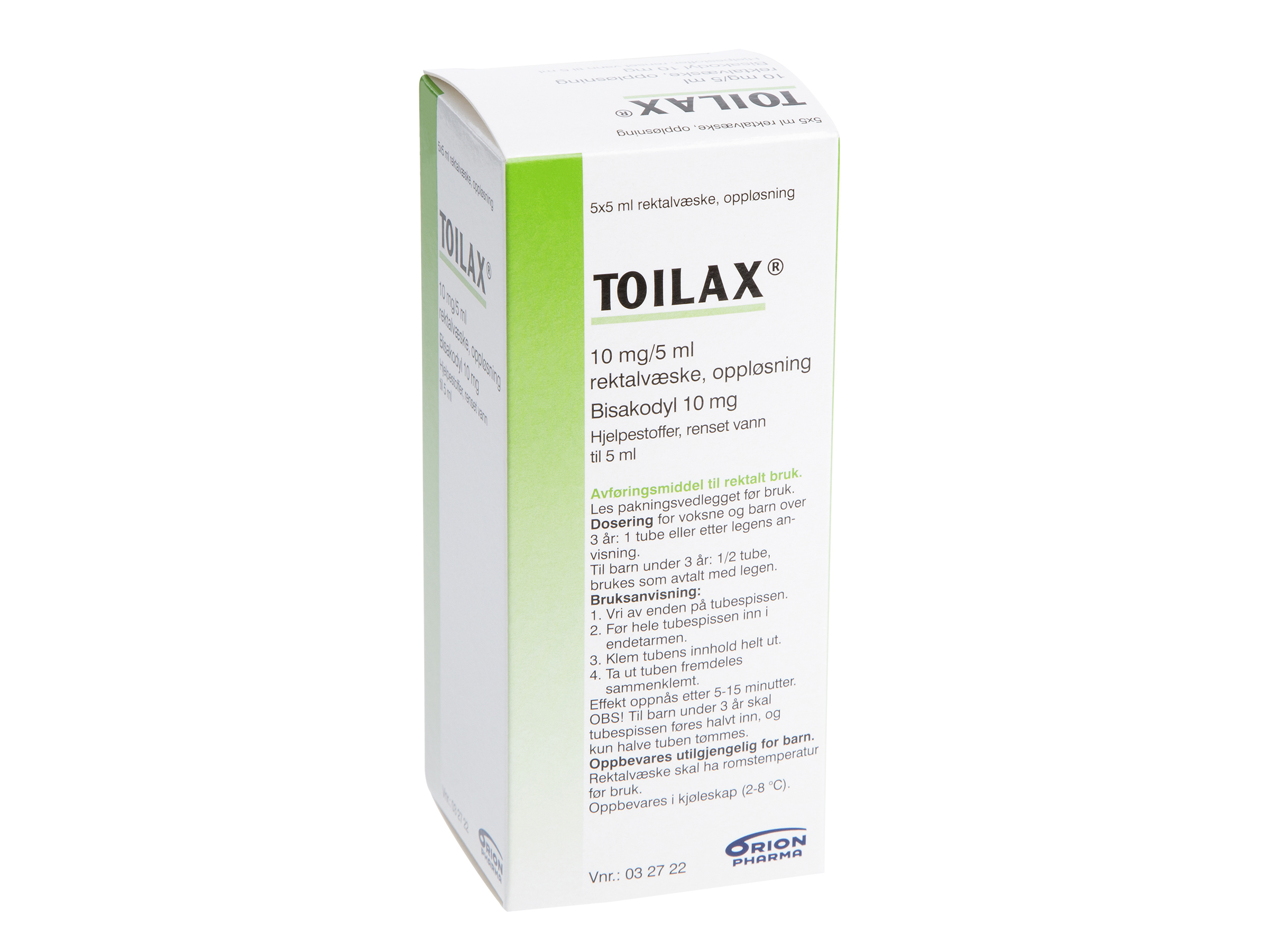 Toilax 10 mg/5 ml rektalvæske, 5 x 5 ml