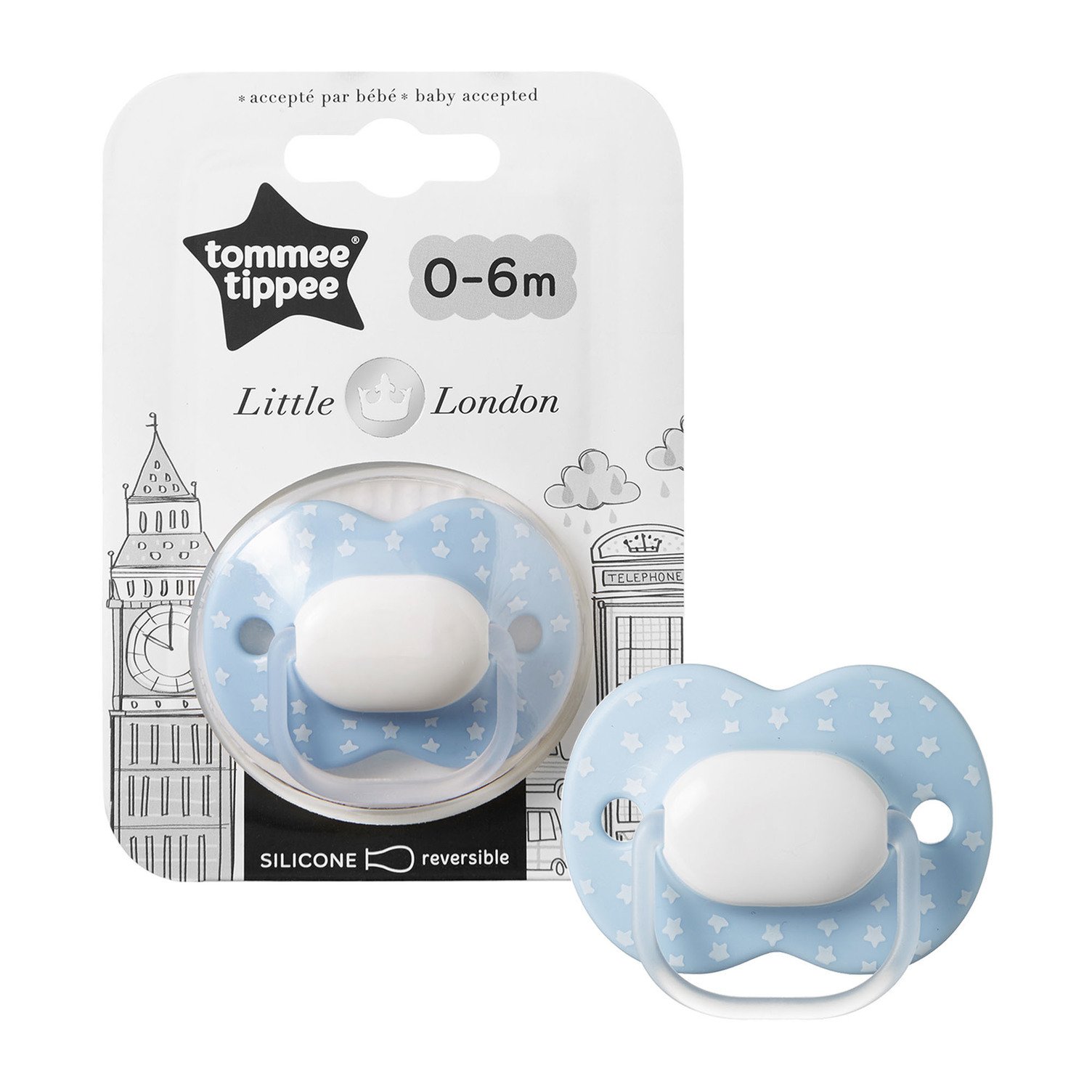 Tommee Tippee Little London Smokk, 0–6 mnd, lyseblå, 1 stk.