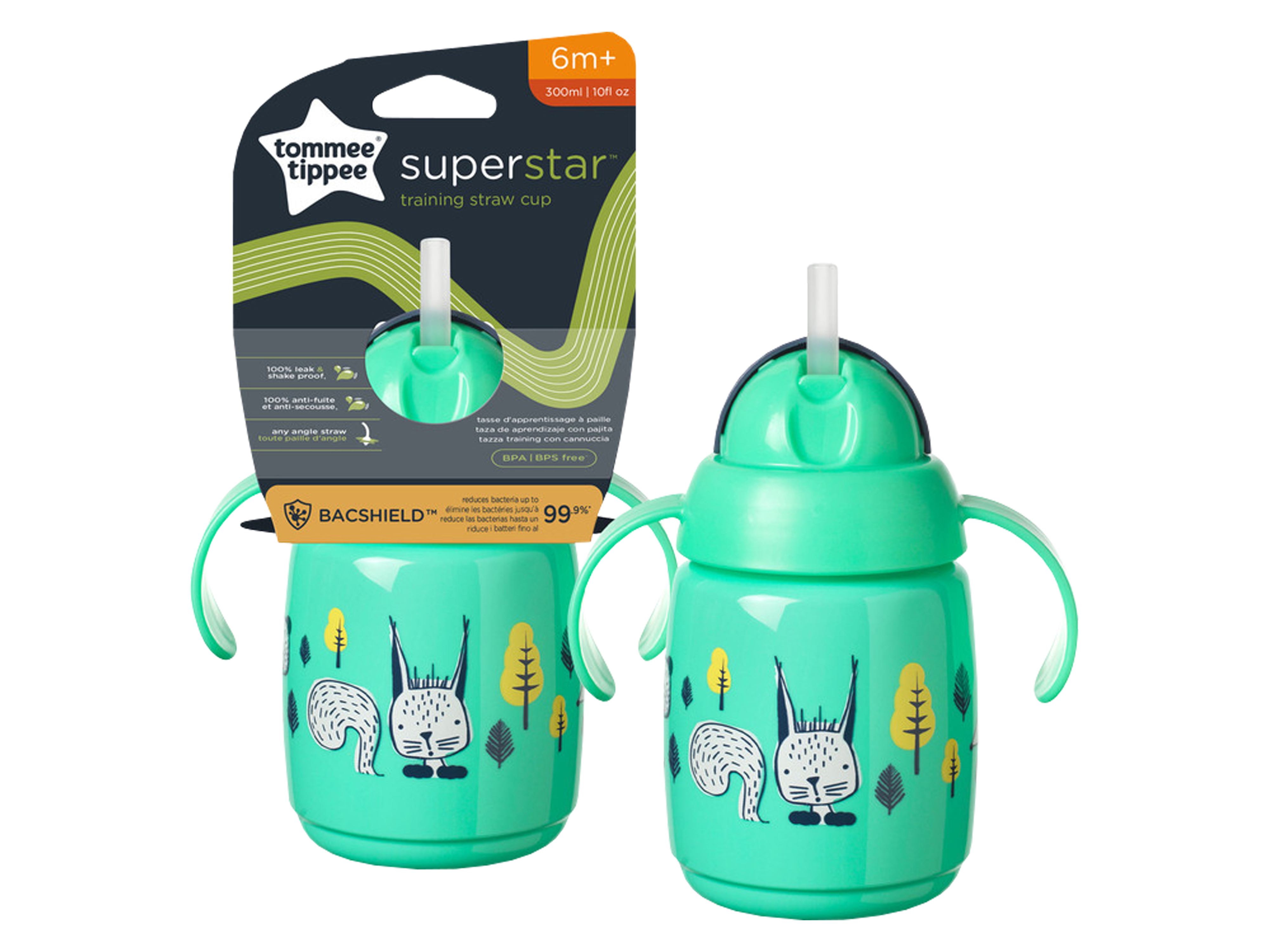 Tommee Tippee Superstar Straw Cup 6md+, grønn, 1 stk.