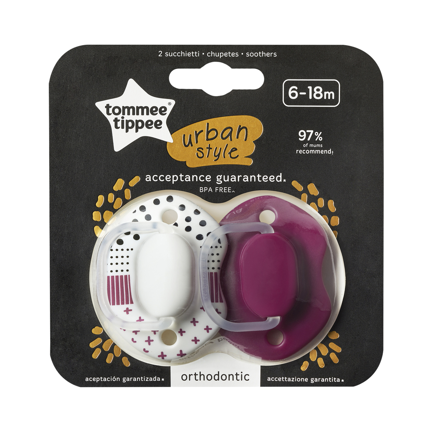 Tommee Tippee Urban smokk, 6–18 mnd, lilla/hvit, 2 stk.