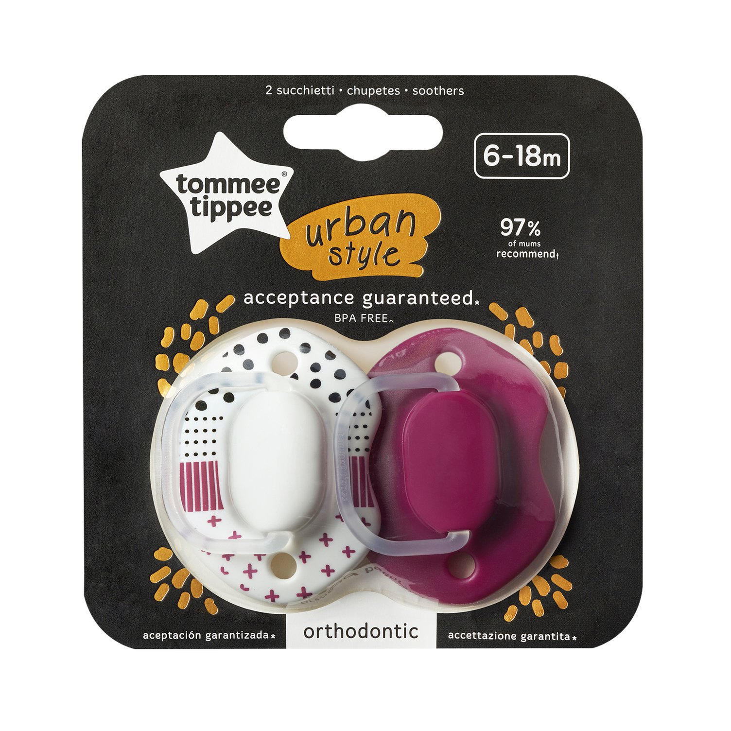 Tommee Tippee Urban Style Smokk, 6–18 mnd, lilla/hvit, 2 stk.