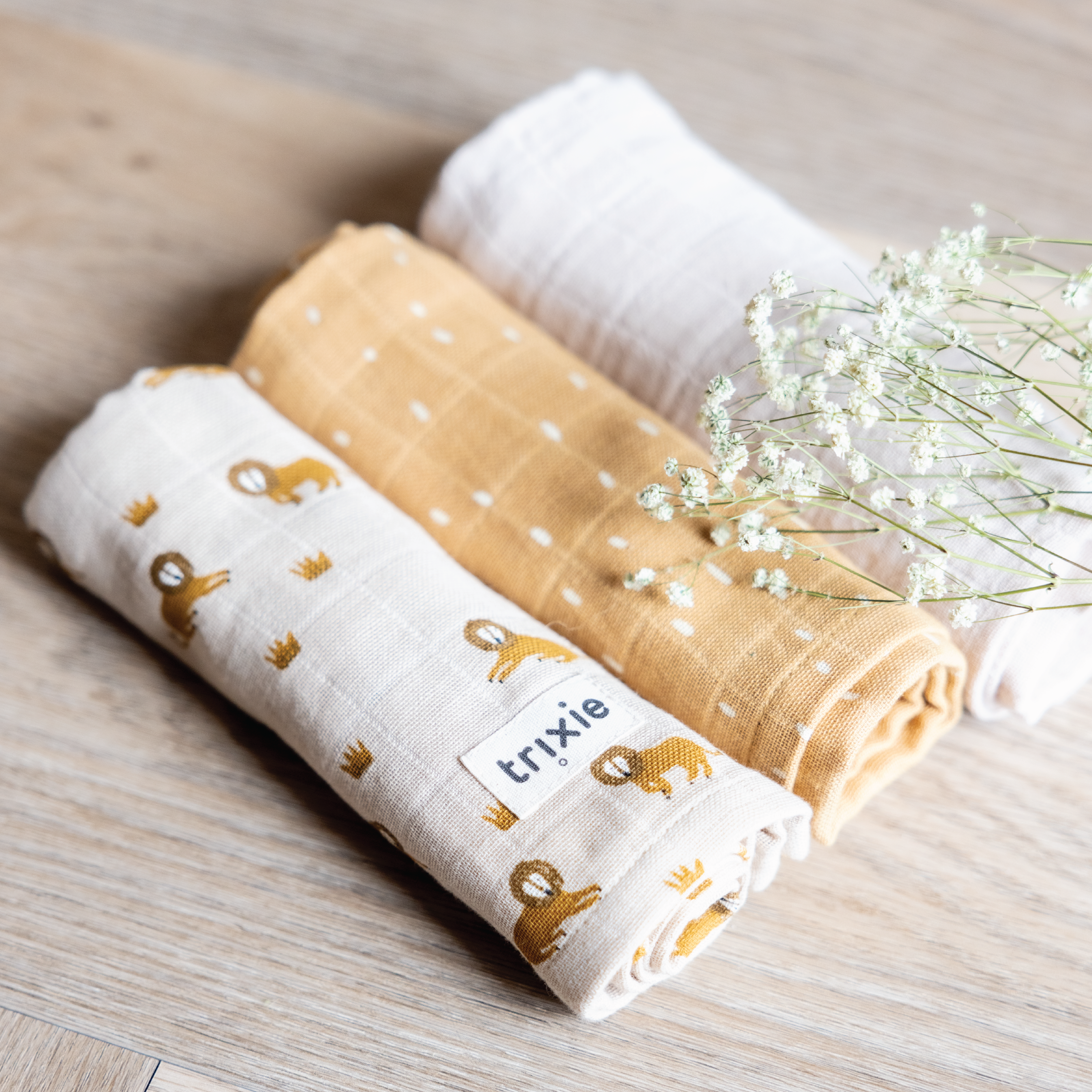 Trixie Musselinkluter Lively Lion, Beige/gul, 3 stk.