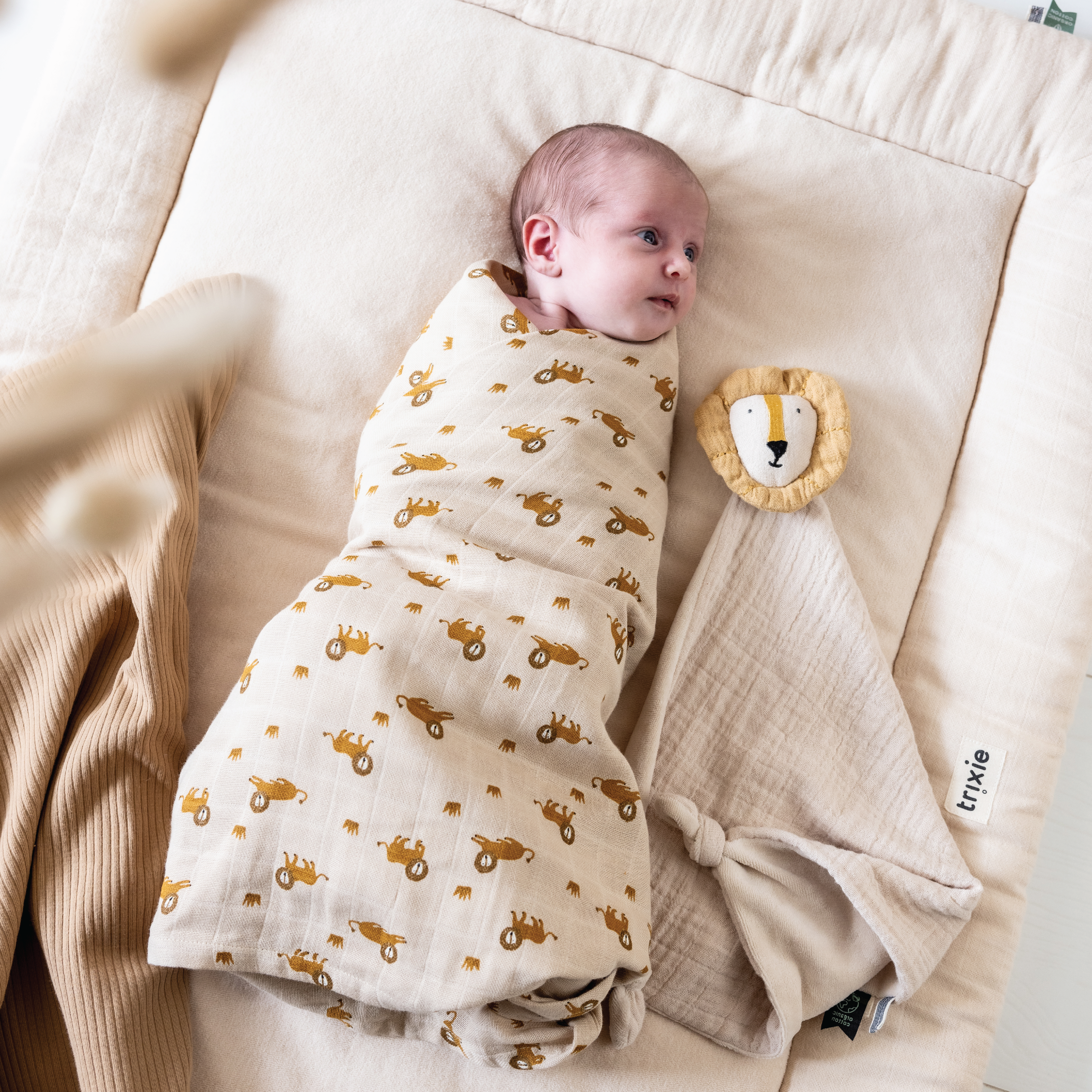 Trixie Musselinpledd Lively Lion, Beige, 1 stk.