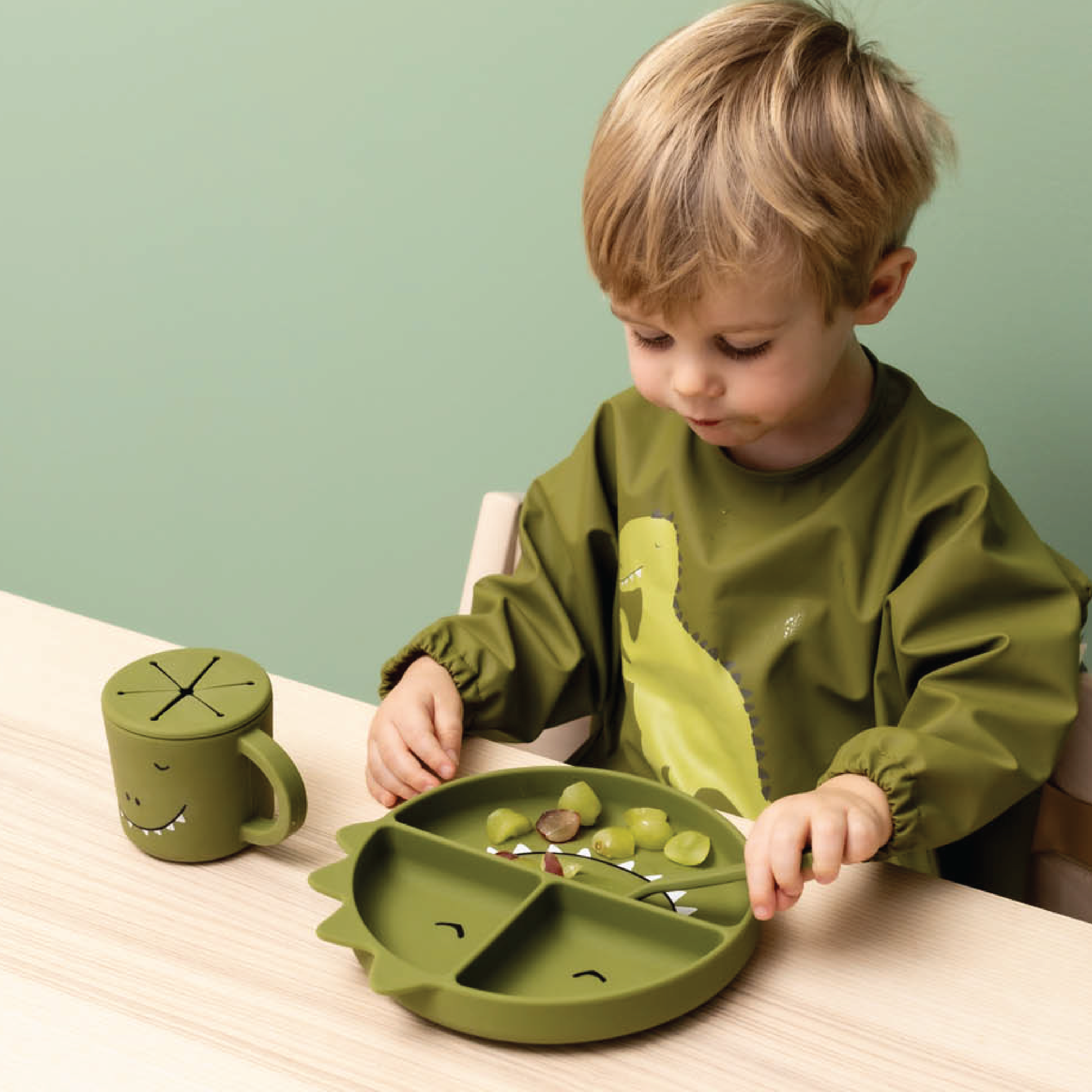 Trixie Smekke med ermer Mr. Dino, Grønn, 1 stk.