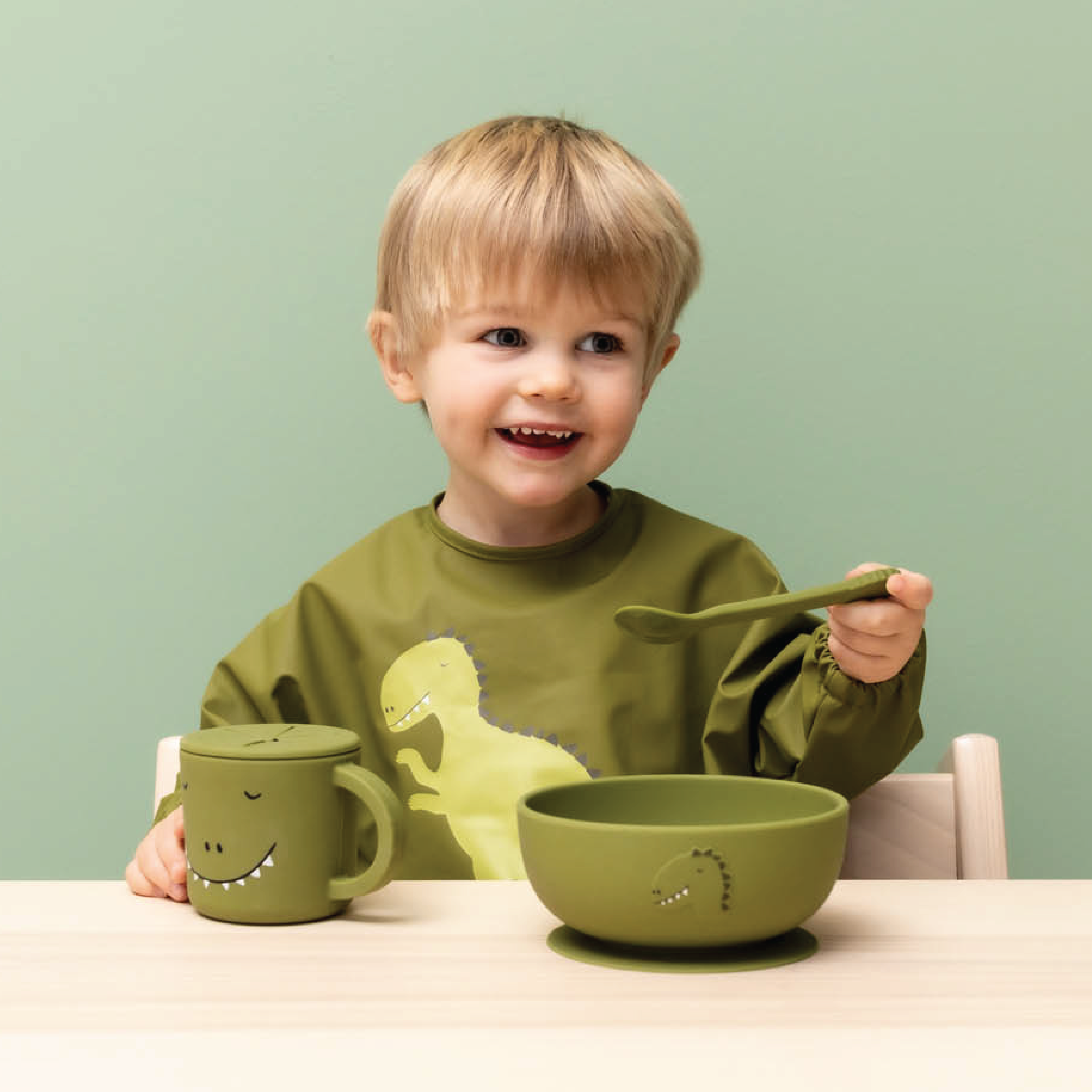 Trixie Smekke med ermer Mr. Dino, Grønn, 1 stk.