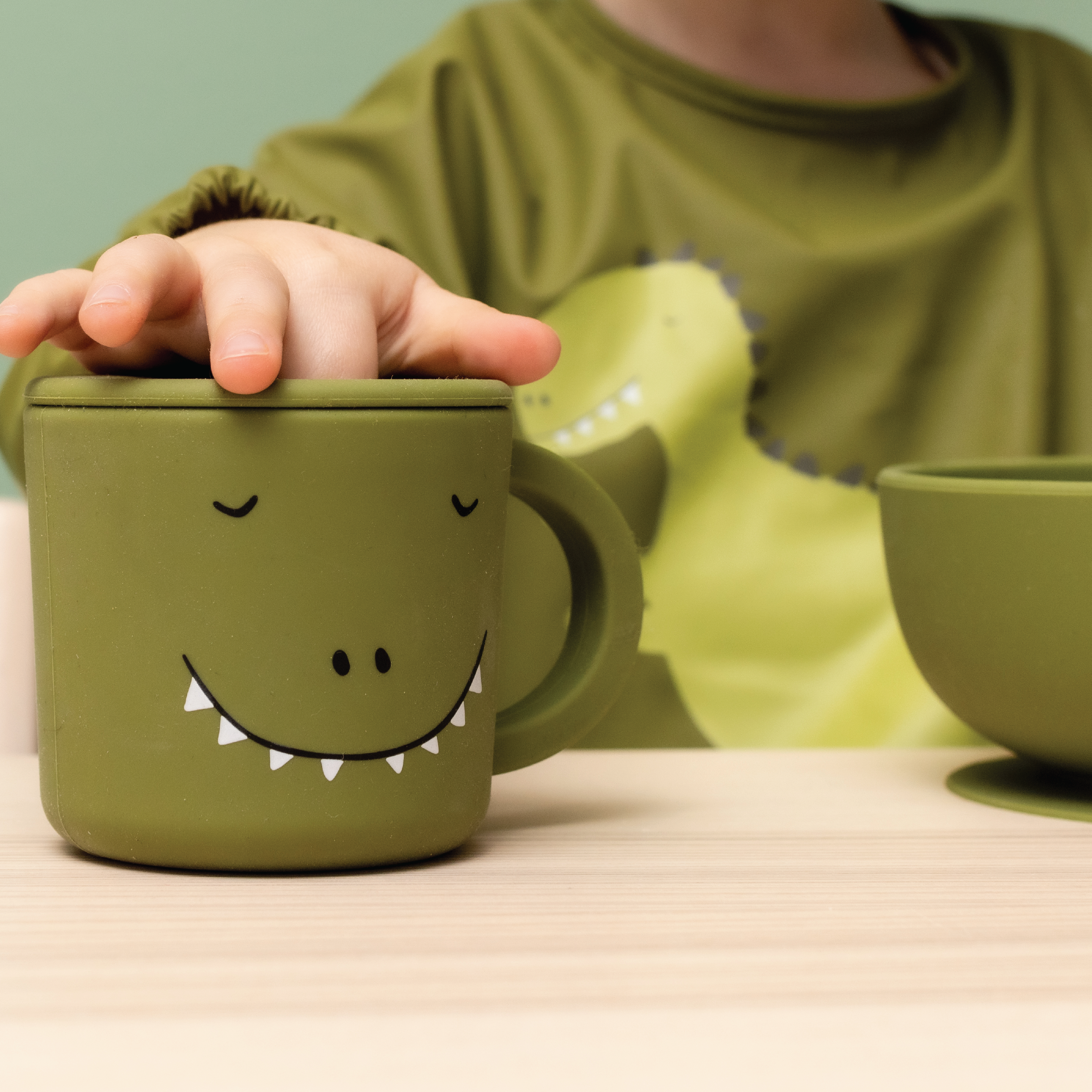 Trixie Tutekopp i silikon Mr. Dino, Grønn, 1 stk.