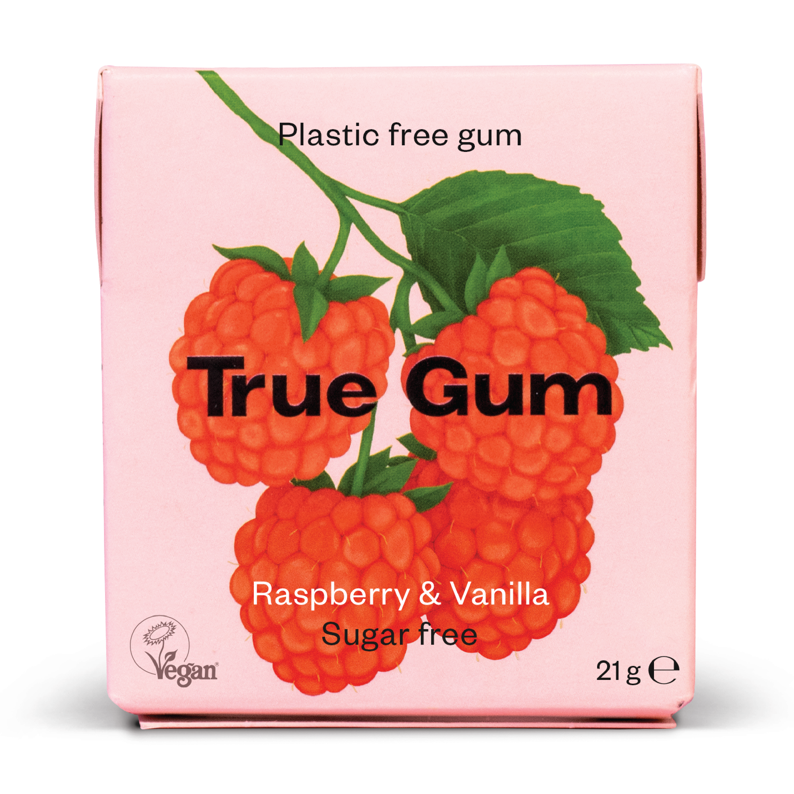 True Gum Tyggegummi, Raspberry & Vanilla, 21 g