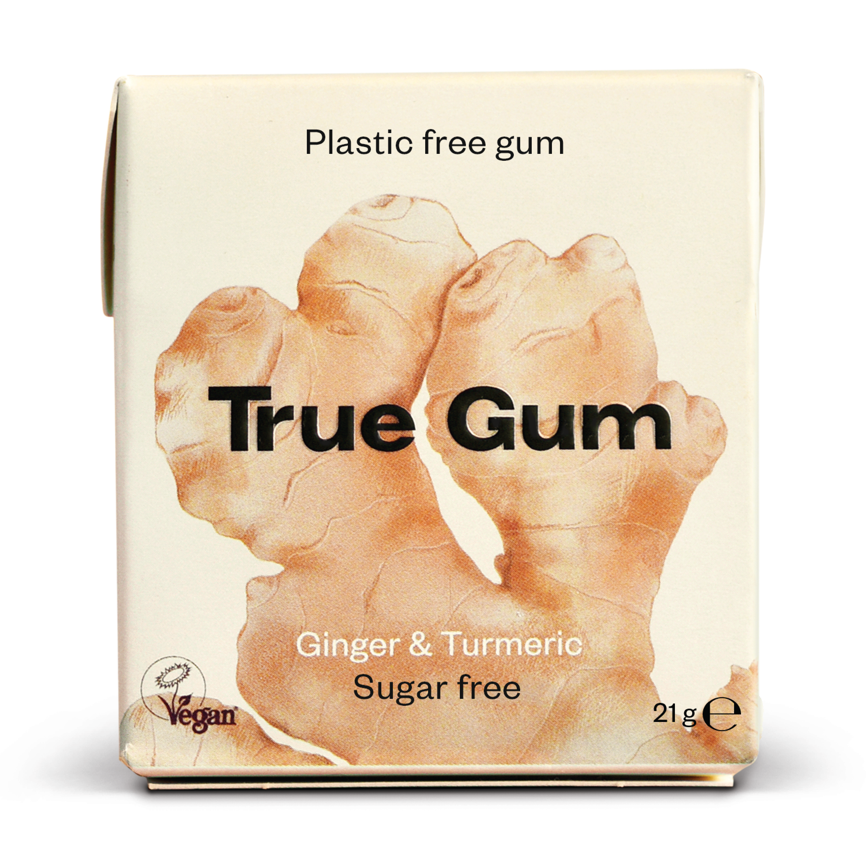 True Gum Tyggegummi, Ginger & Turmeric, 21 g