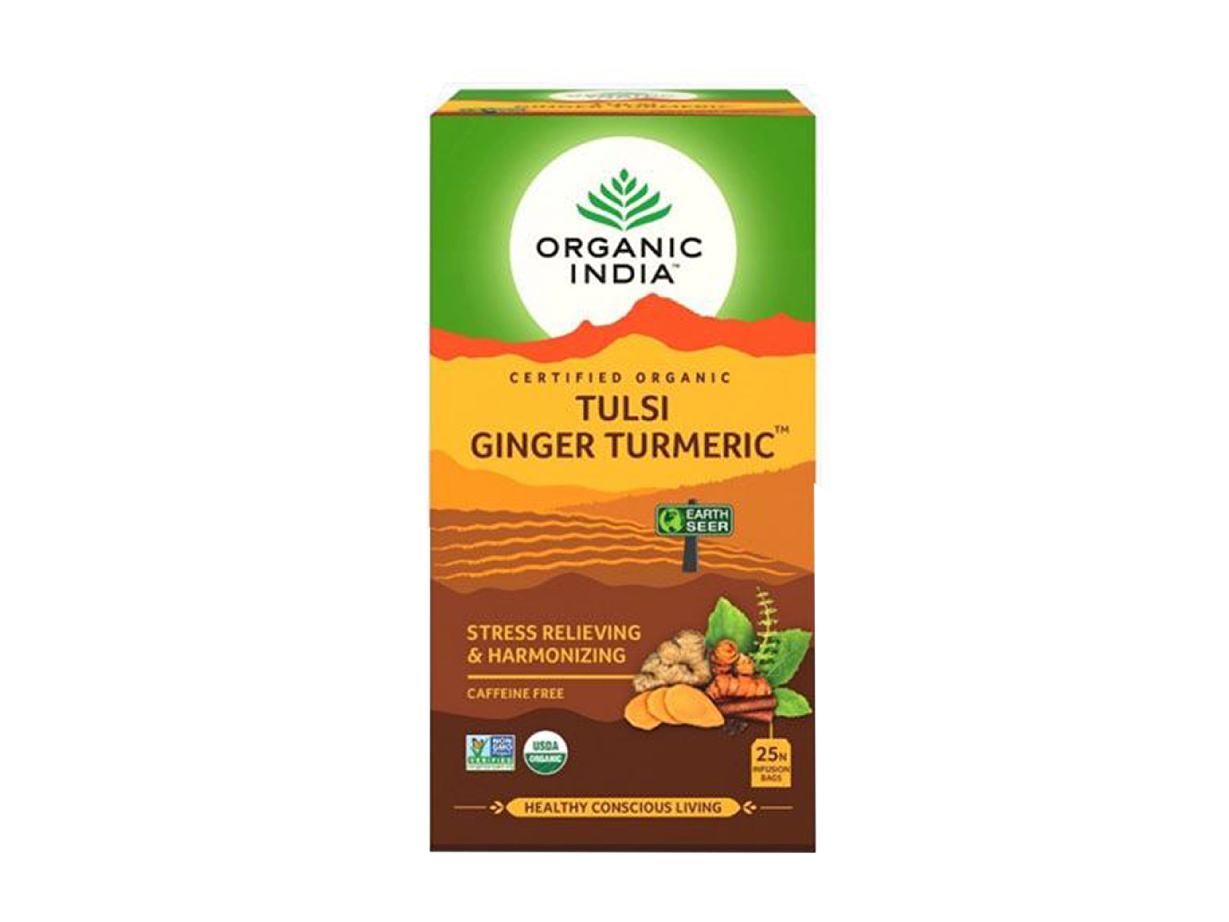 Tulsi Tulsi Ginger Turmeric, Te, Gurkemeie og Ingefær, 25 stk.