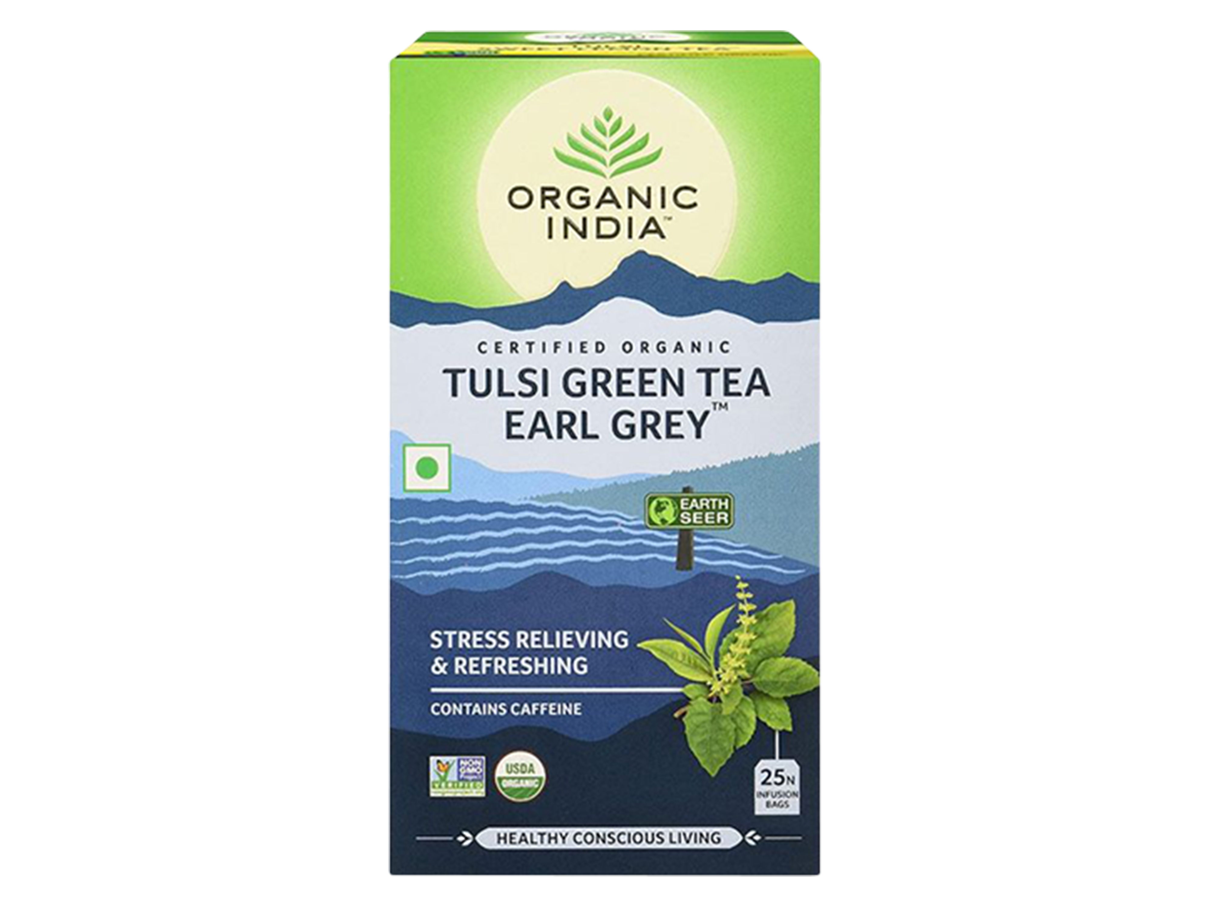 Tulsi Tulsi Green Tea Earl Grey, Grønn te earl grey, 25 poser