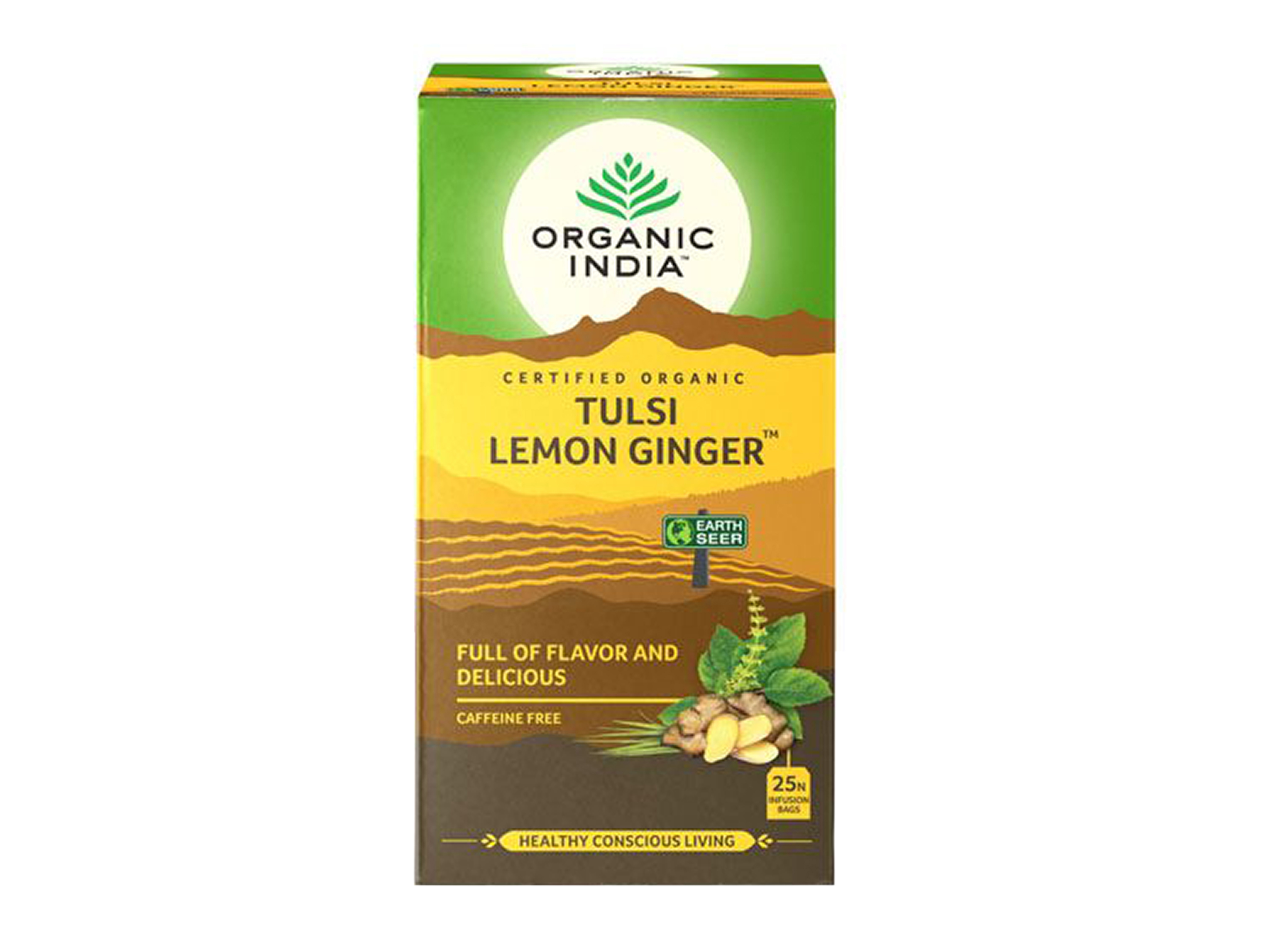 Tulsi Tulsi Lemon Ginger, Te, Sitron og Ingefær, 25 poser