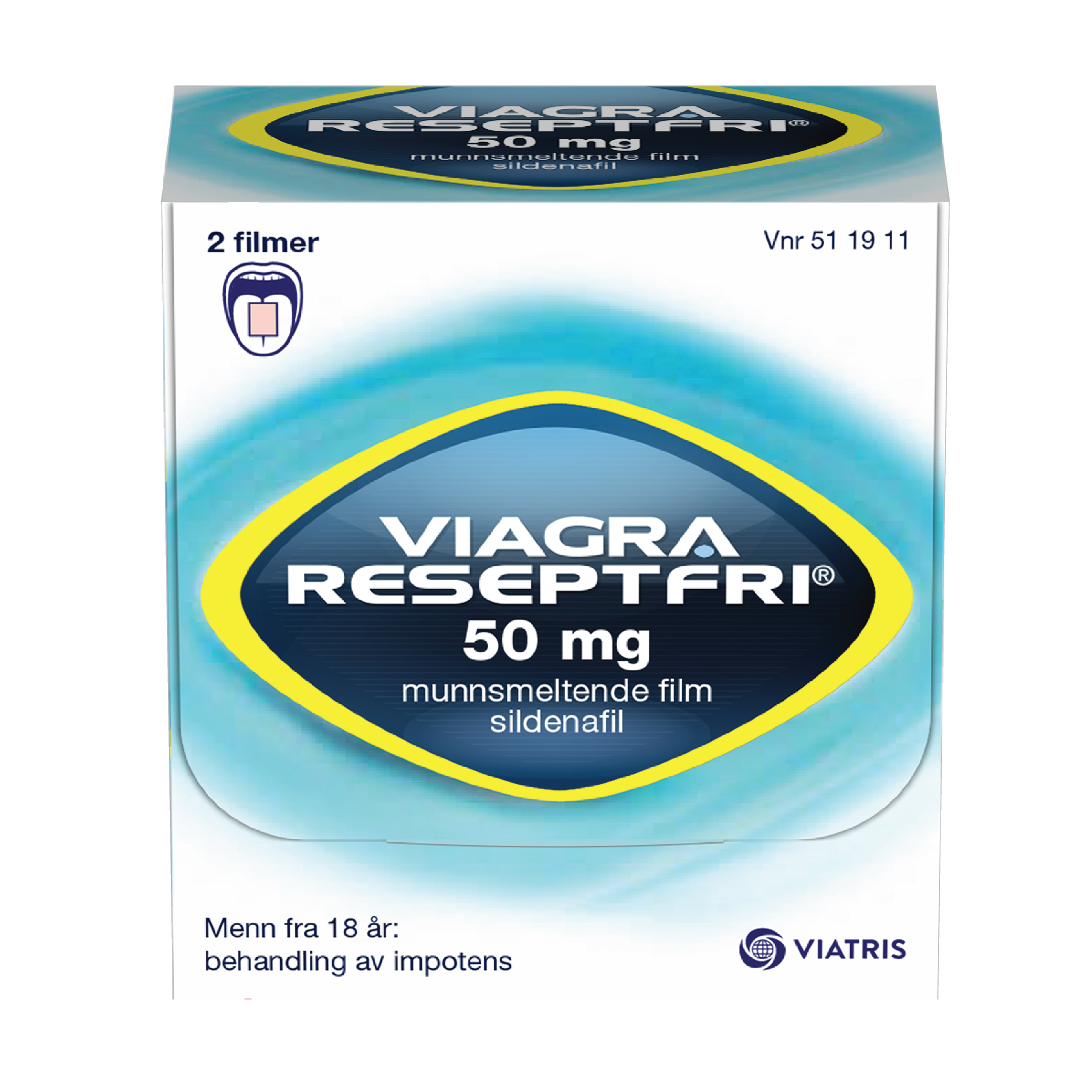 Viagra Reseptfri® 50 mg Munnsmeltende film, 2 stk.
