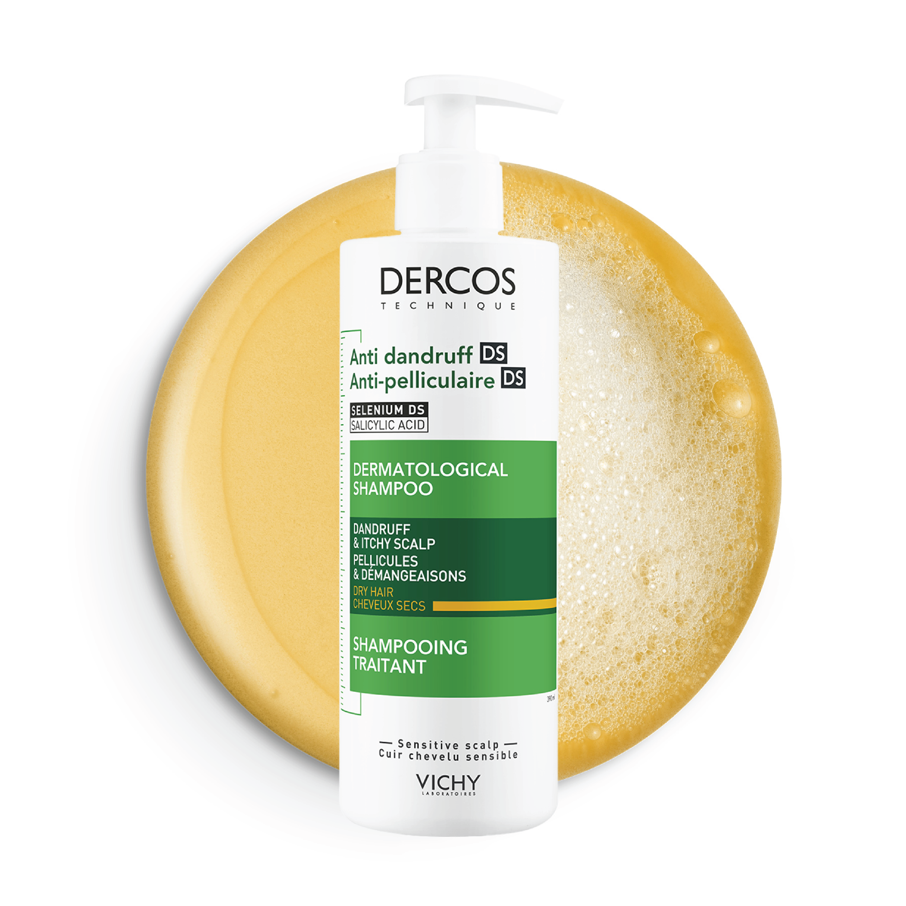 Vichy Dercos Technique Anti-Dandruff Shampoo, Tørt hår, 390 ml