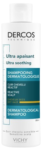 Vichy Dercos Ultra Soothing Shampoo, 200 ml, tørt hår