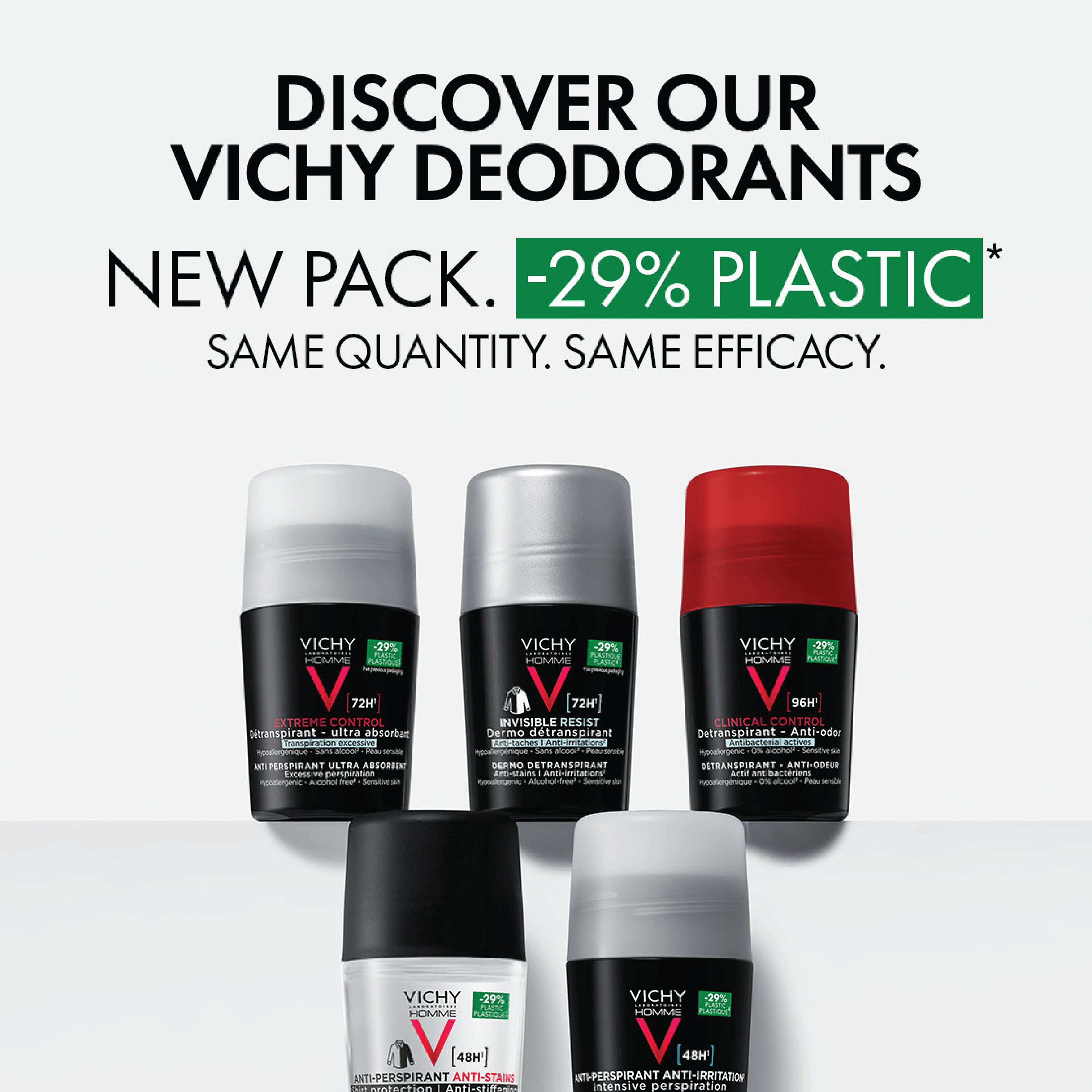 Vichy Homme Invisible Protect 72H Anti-stain Roll-on, 50 ml