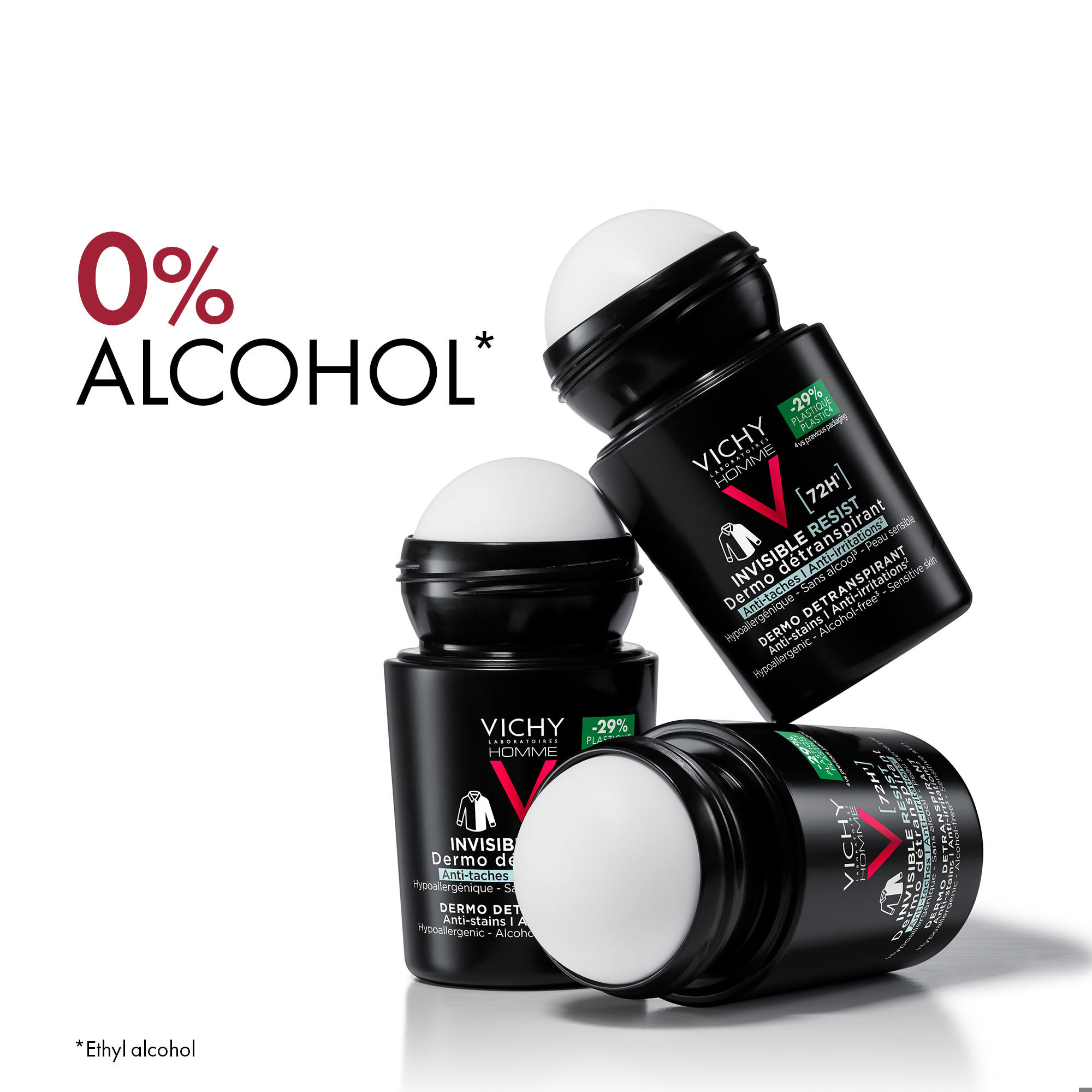 Vichy Homme Invisible Protect 72H Anti-stain Roll-on, 50 ml