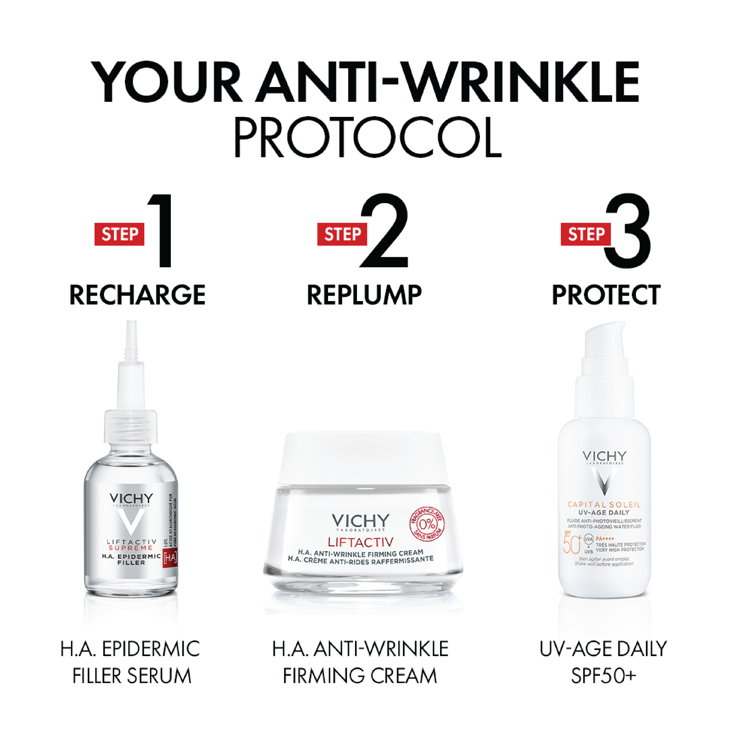 Vichy Liftactiv H.A. Anti-Wrinkle Day Cream Fragrance Free, 50 ml