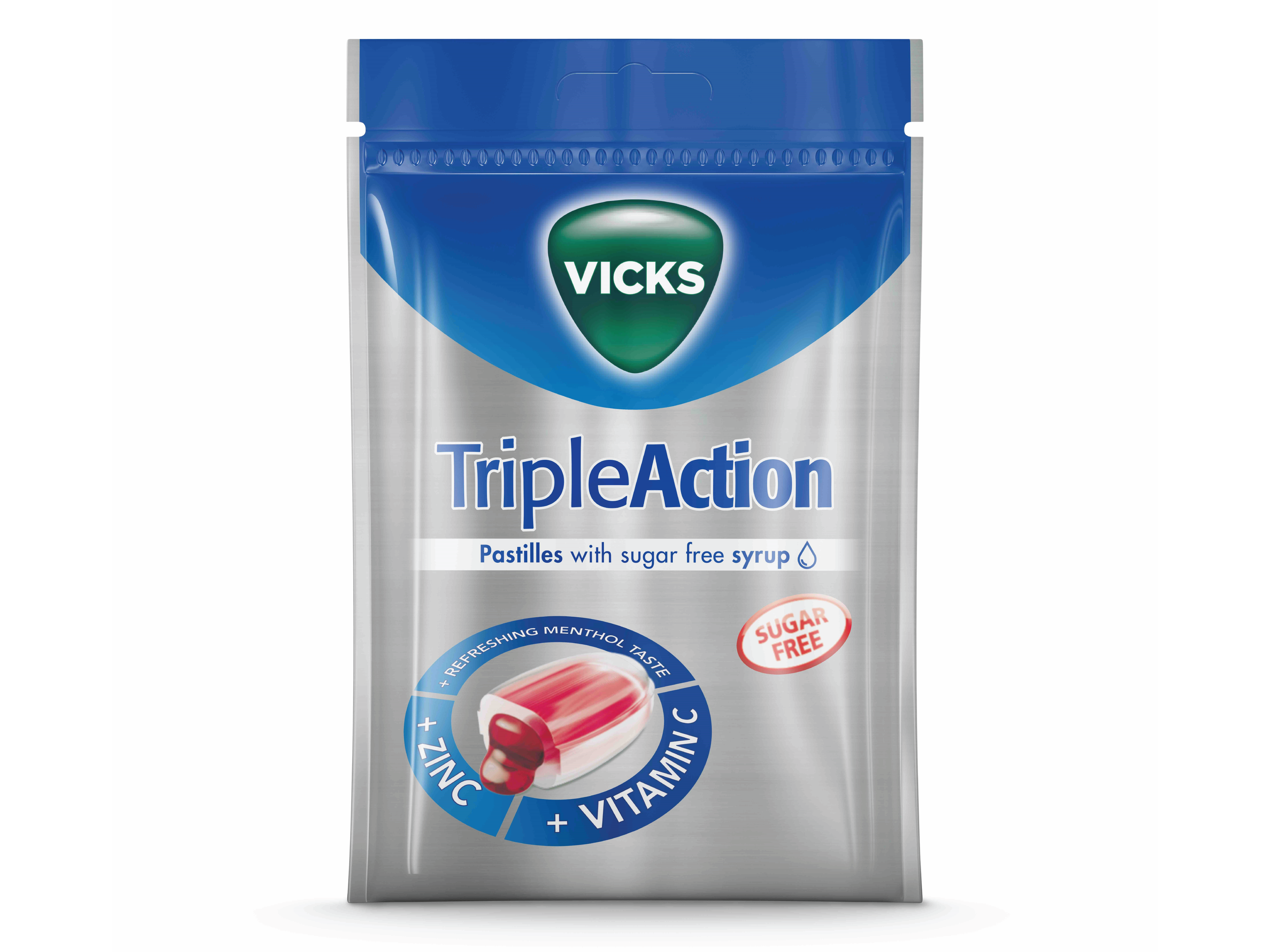 Vicks Triple Action Halstabletter, 72 g
