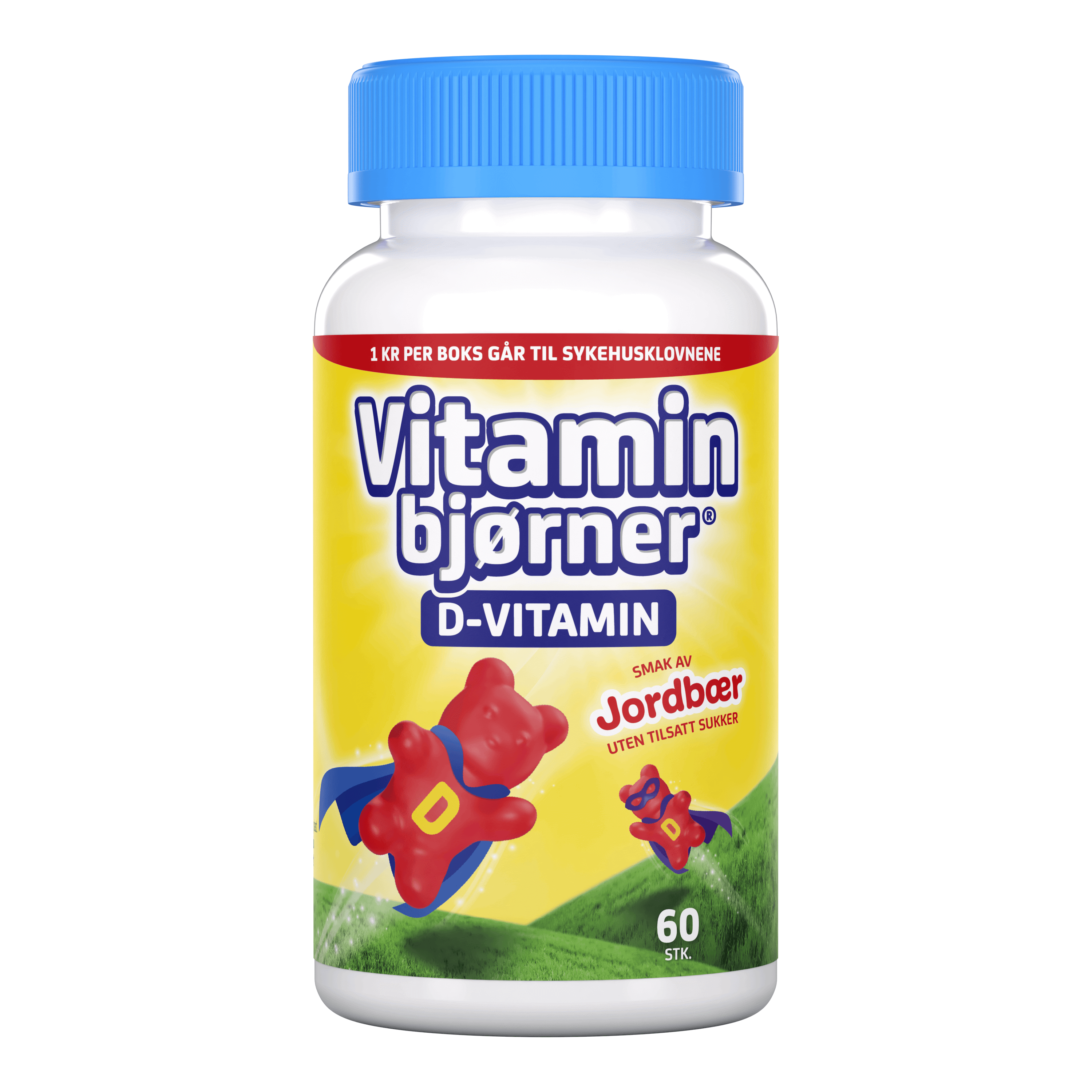 Vitaminbjørner D-vitamin Tyggbare bjørner, Jordbær, 60 stk.