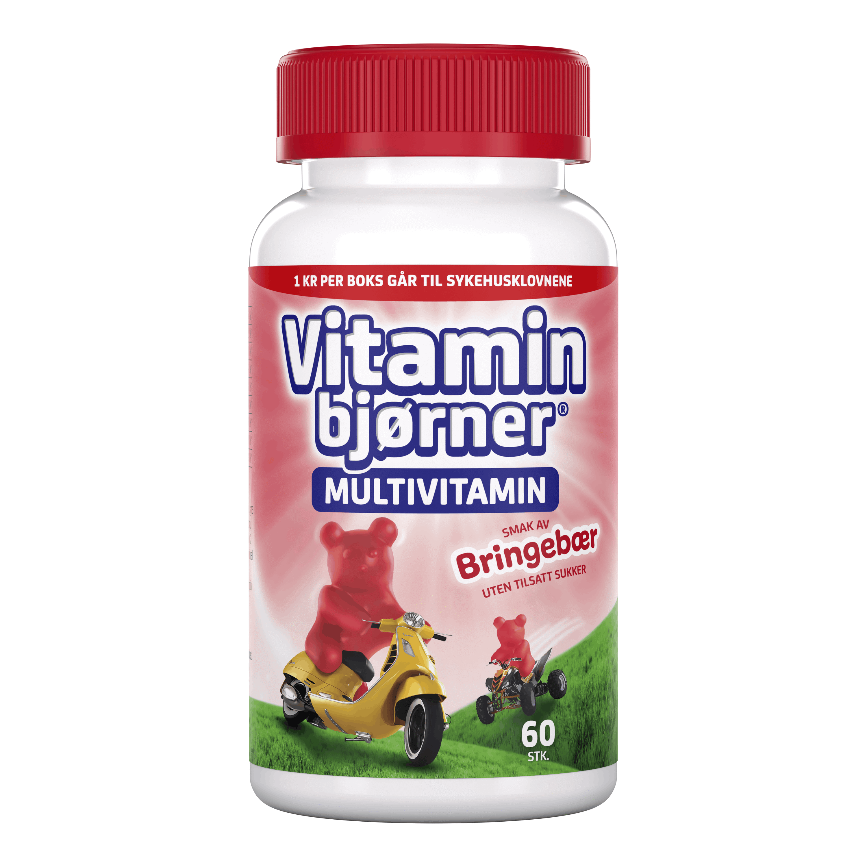 Vitaminbjørner Multivitamin Tyggbare bjørner, Bringebær, 60 stk.