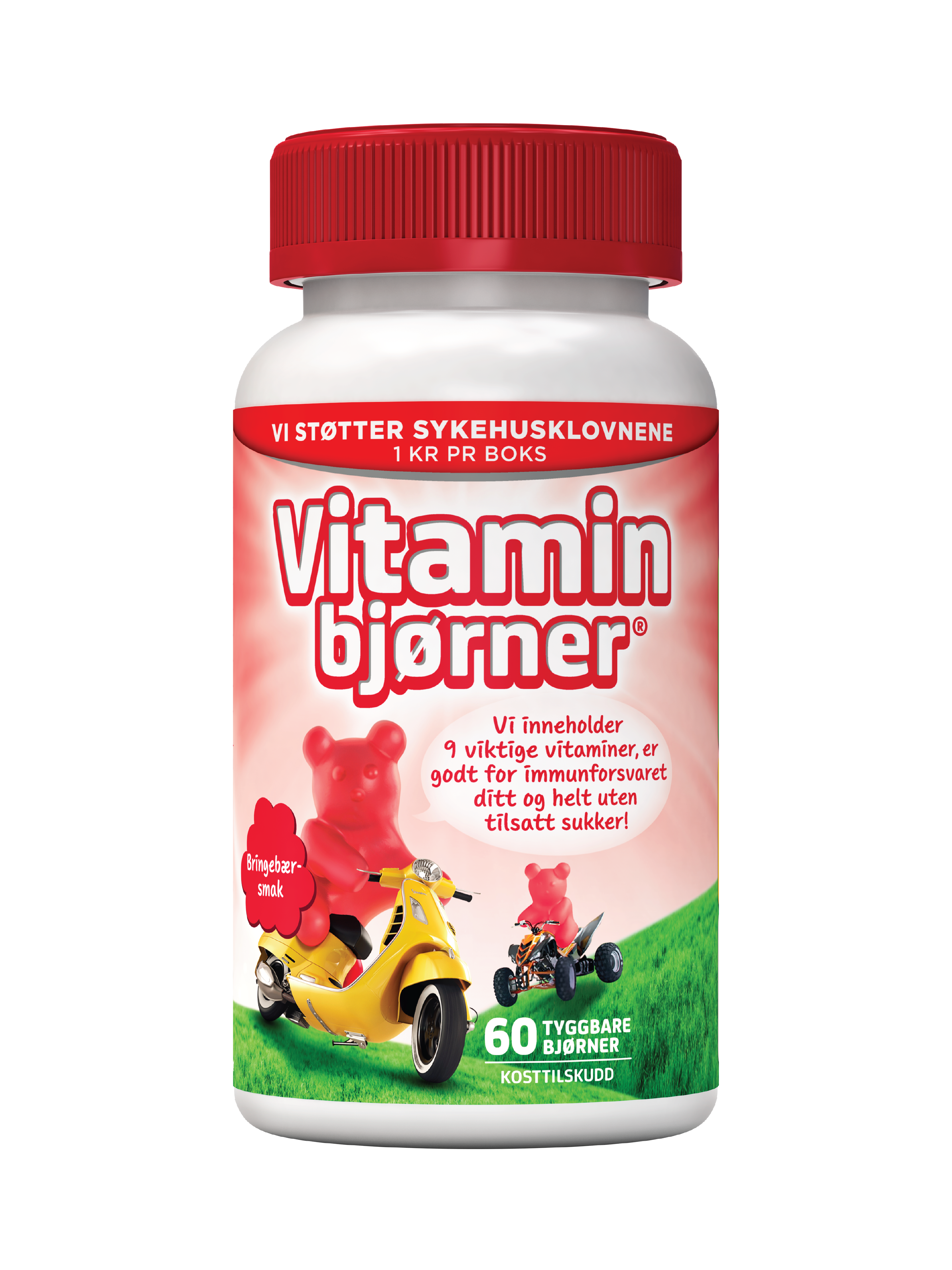 Vitaminbjørner Tyggetabletter, Bringebær, 60 stk.