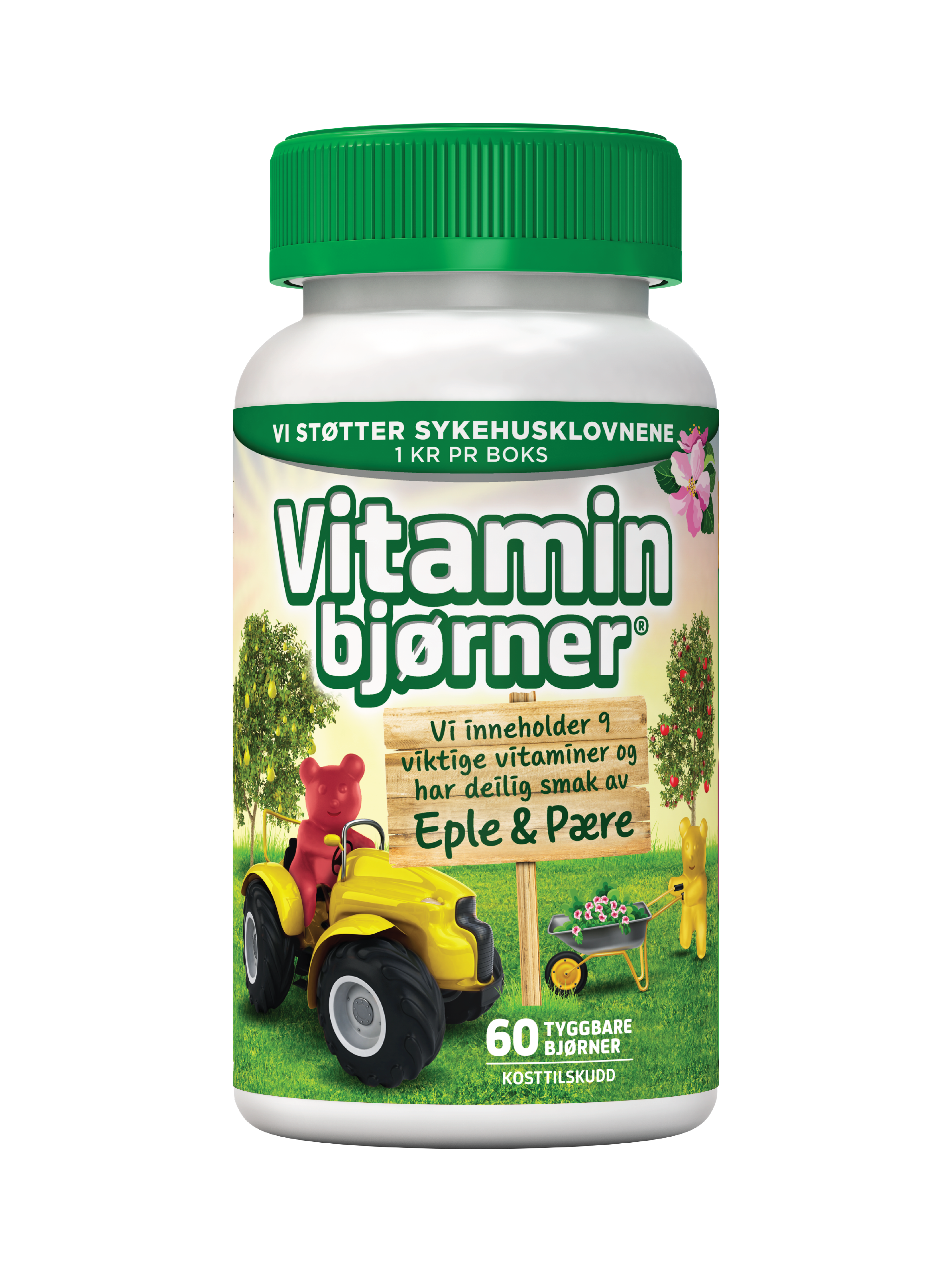 Vitaminbjørner Tyggetabletter, Eple og pære, 60 stk.