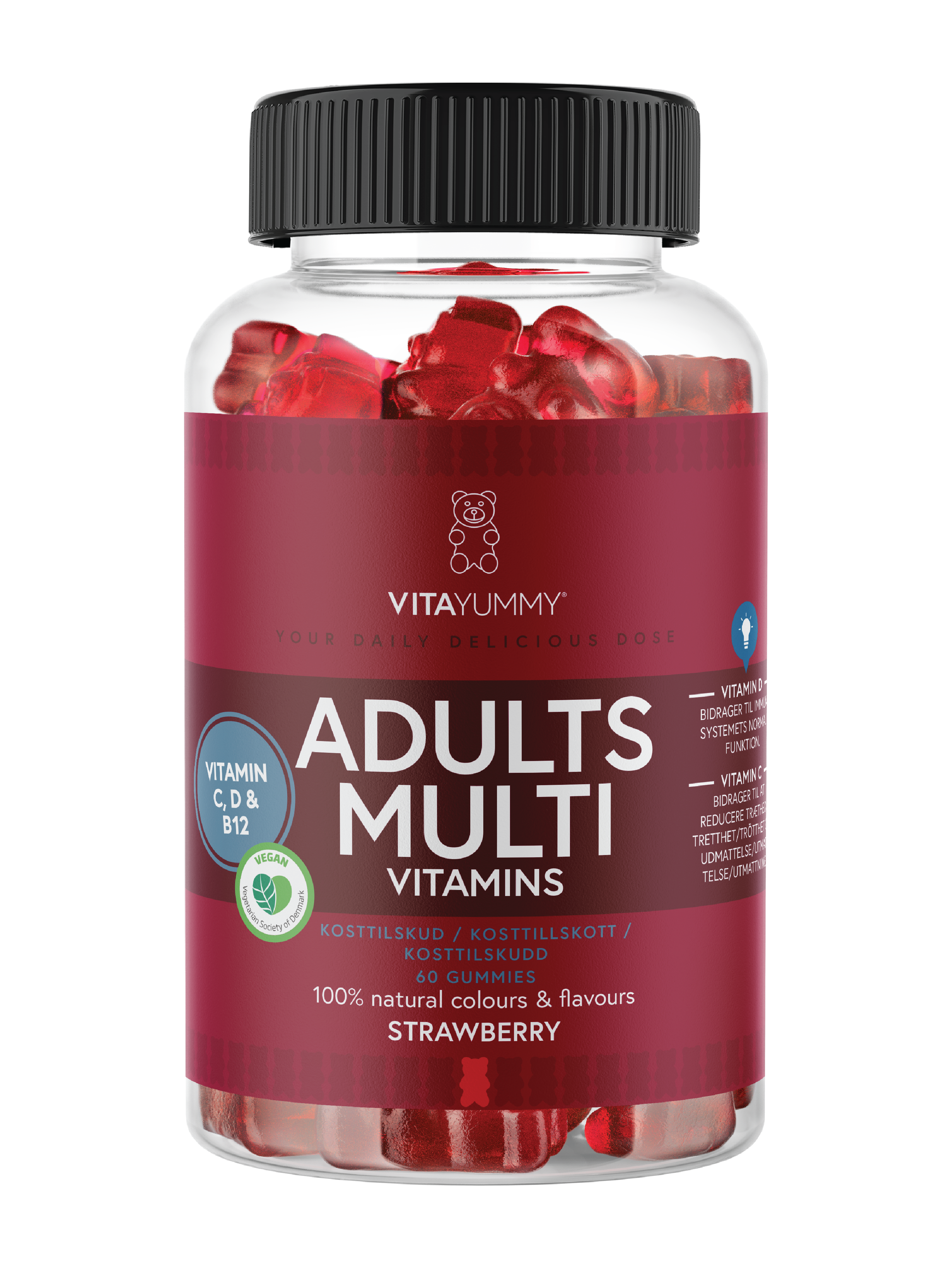 VitaYummy Adults Multi Vitamins, Jordbær, 60 stk.