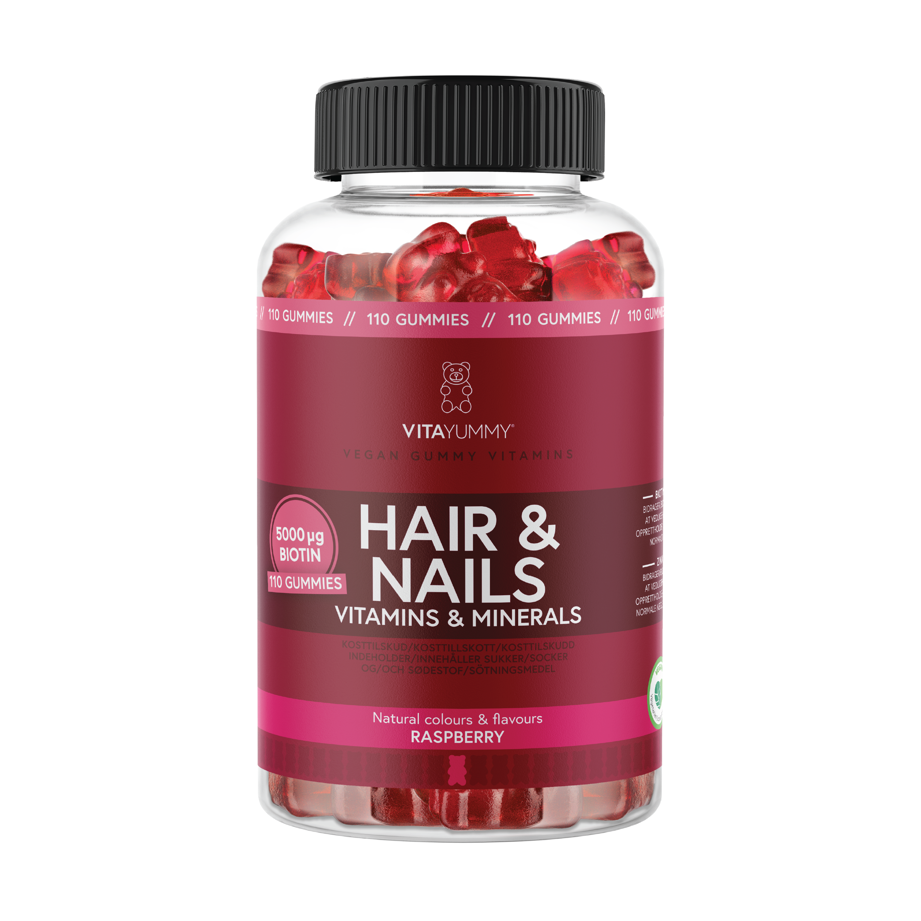 VitaYummy Hair & Nails, Bringebær, 90 stk.