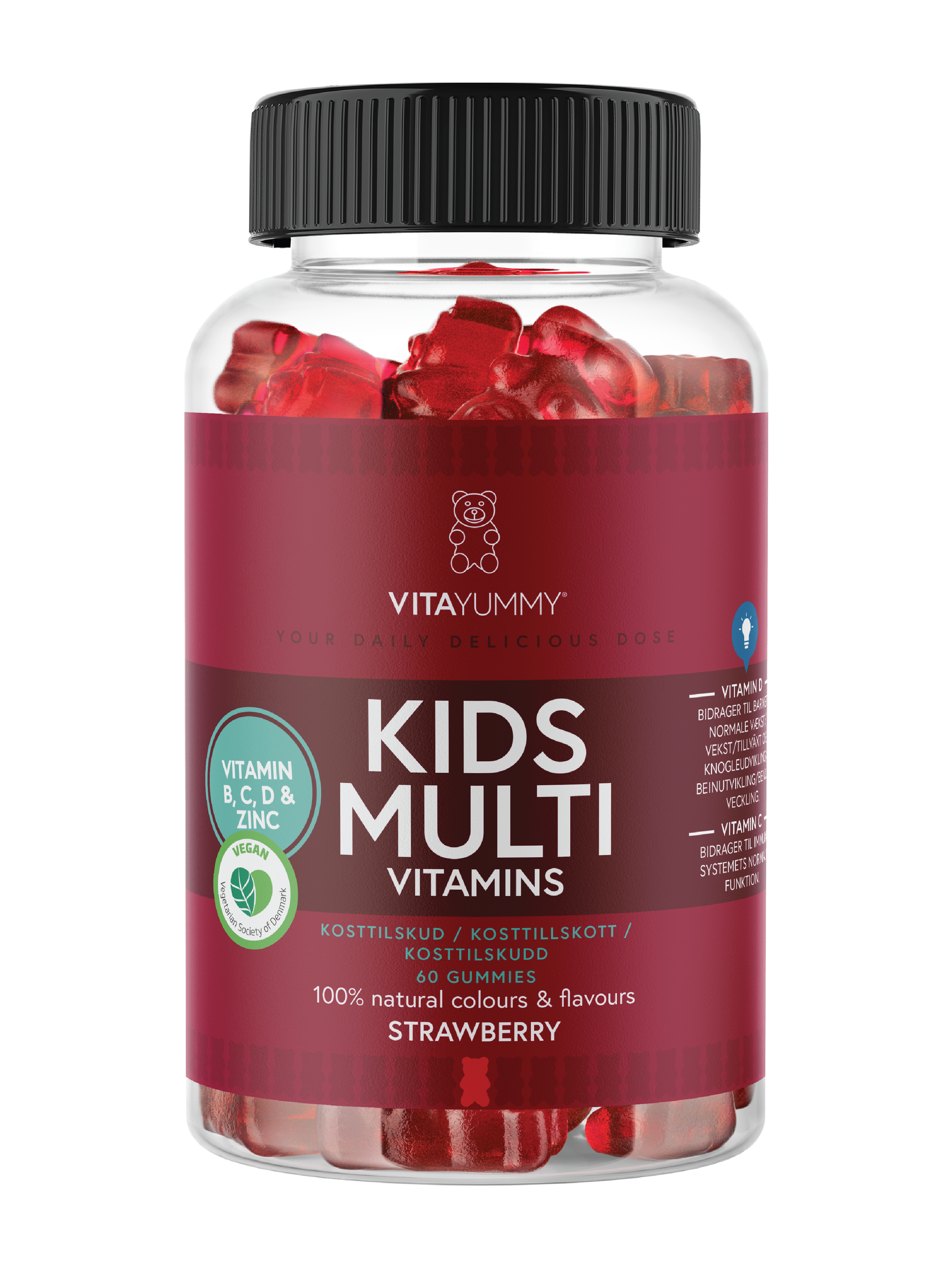 VitaYummy Kids Multi Vitamins, Jordbær, 60 stk.