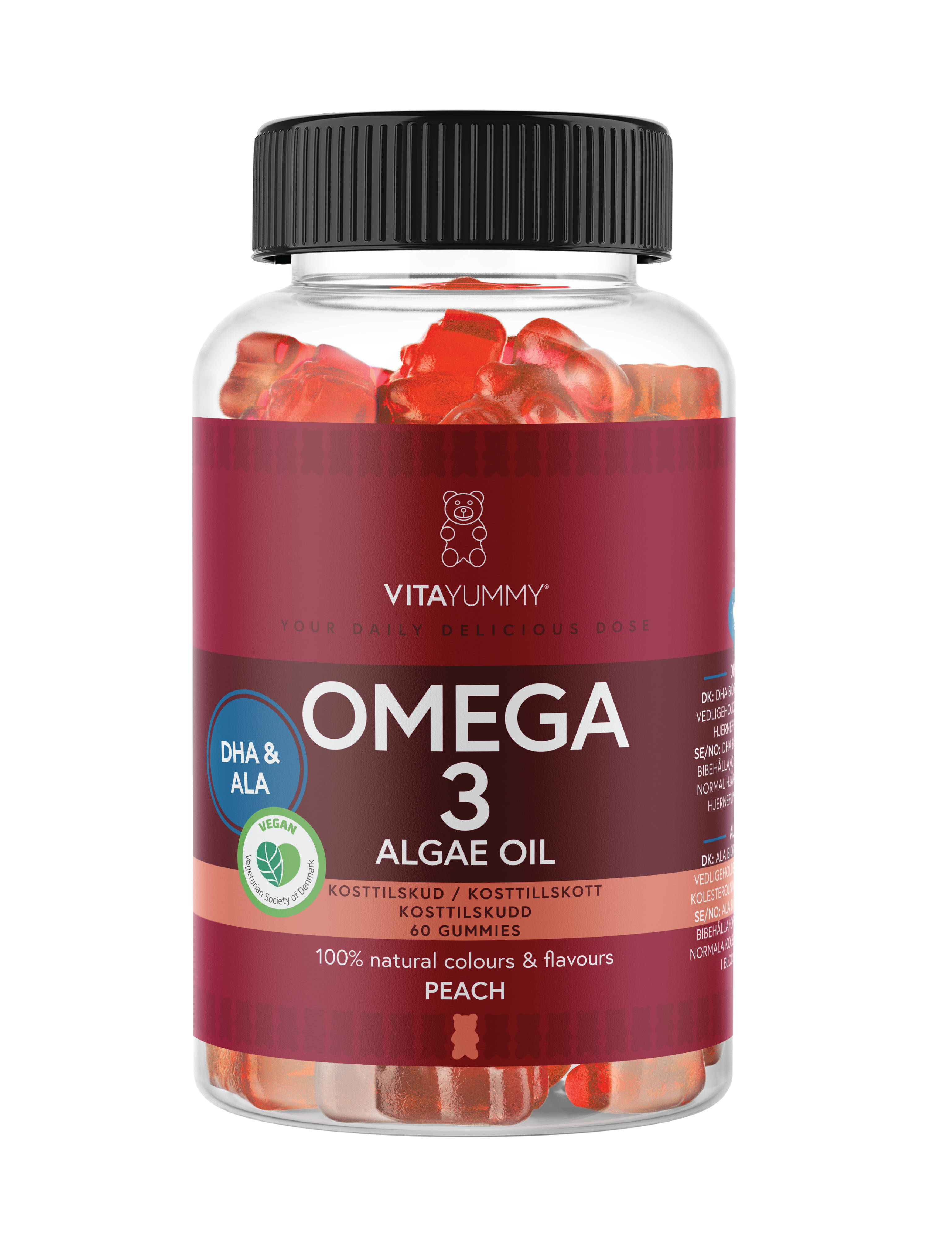 VitaYummy Omega 3, Fersken, 60 stk.