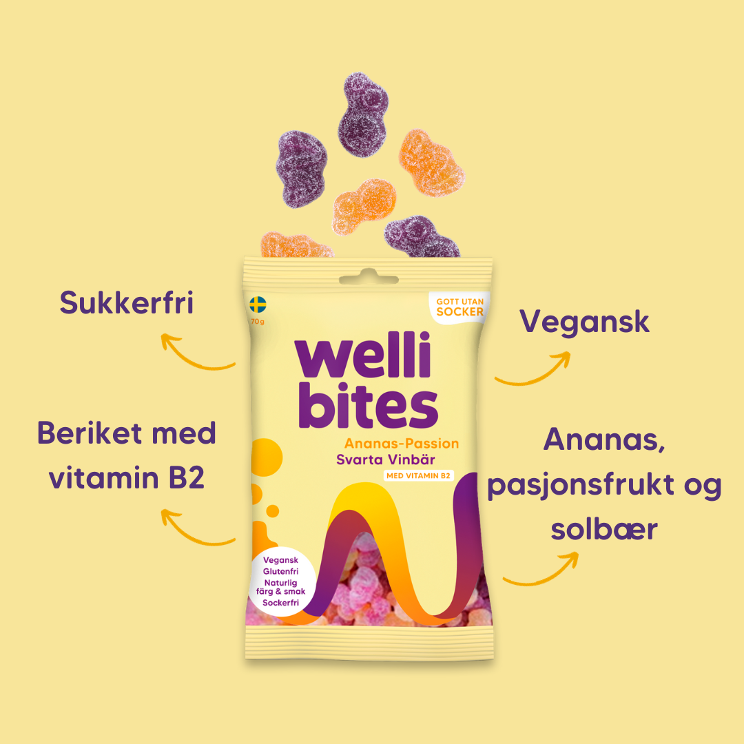 Wellibites Ananas, Pasjonsfrukt og Solbær, 70 g
