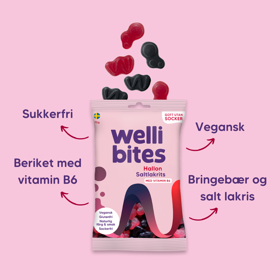 Wellibites Bringebær og Salt Lakris, 70 g